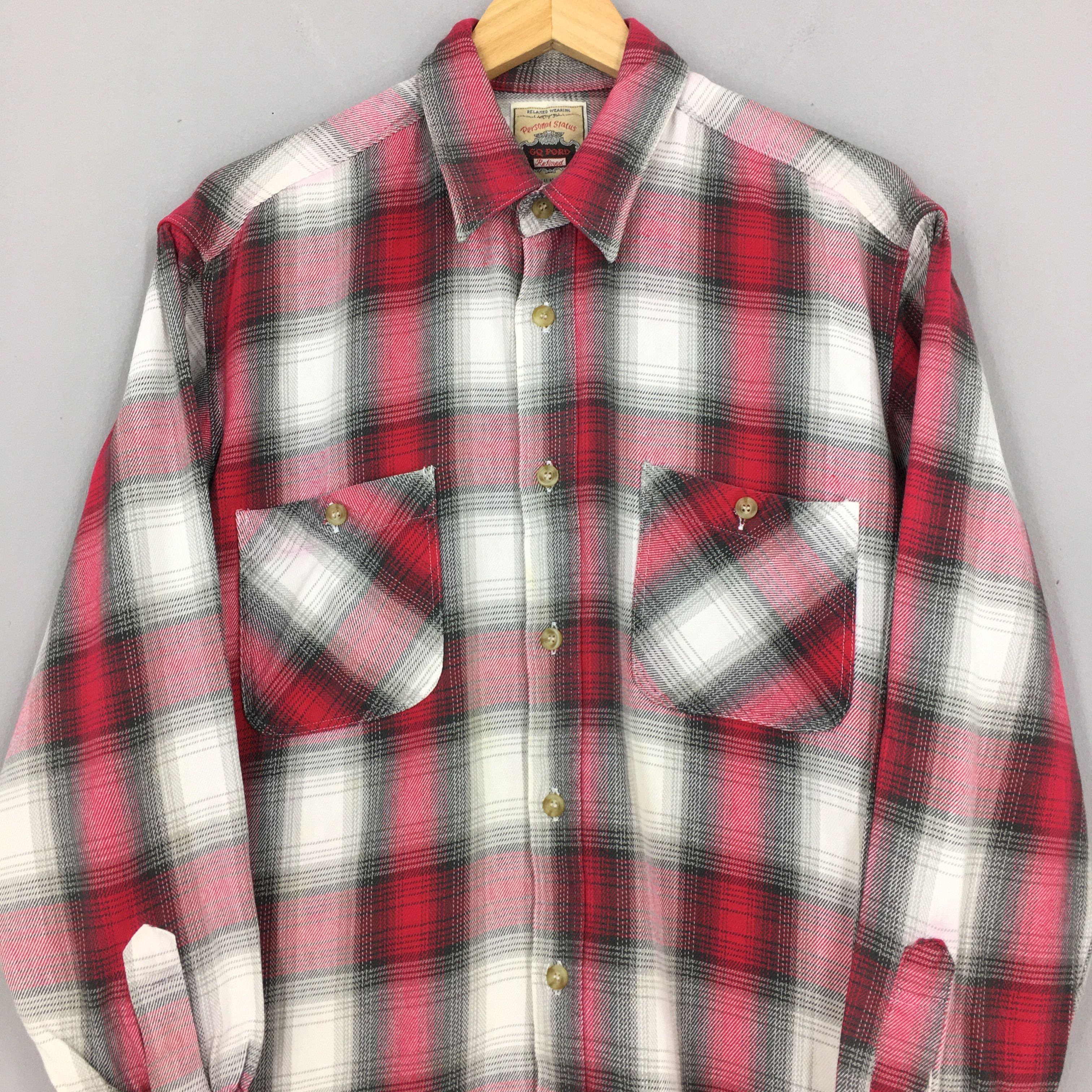 Flannel Vintage Red Plaid Shadow Checkered Flannel Shirt Medium Size US M / EU 48-50 / 2 - 2 Thumbnail