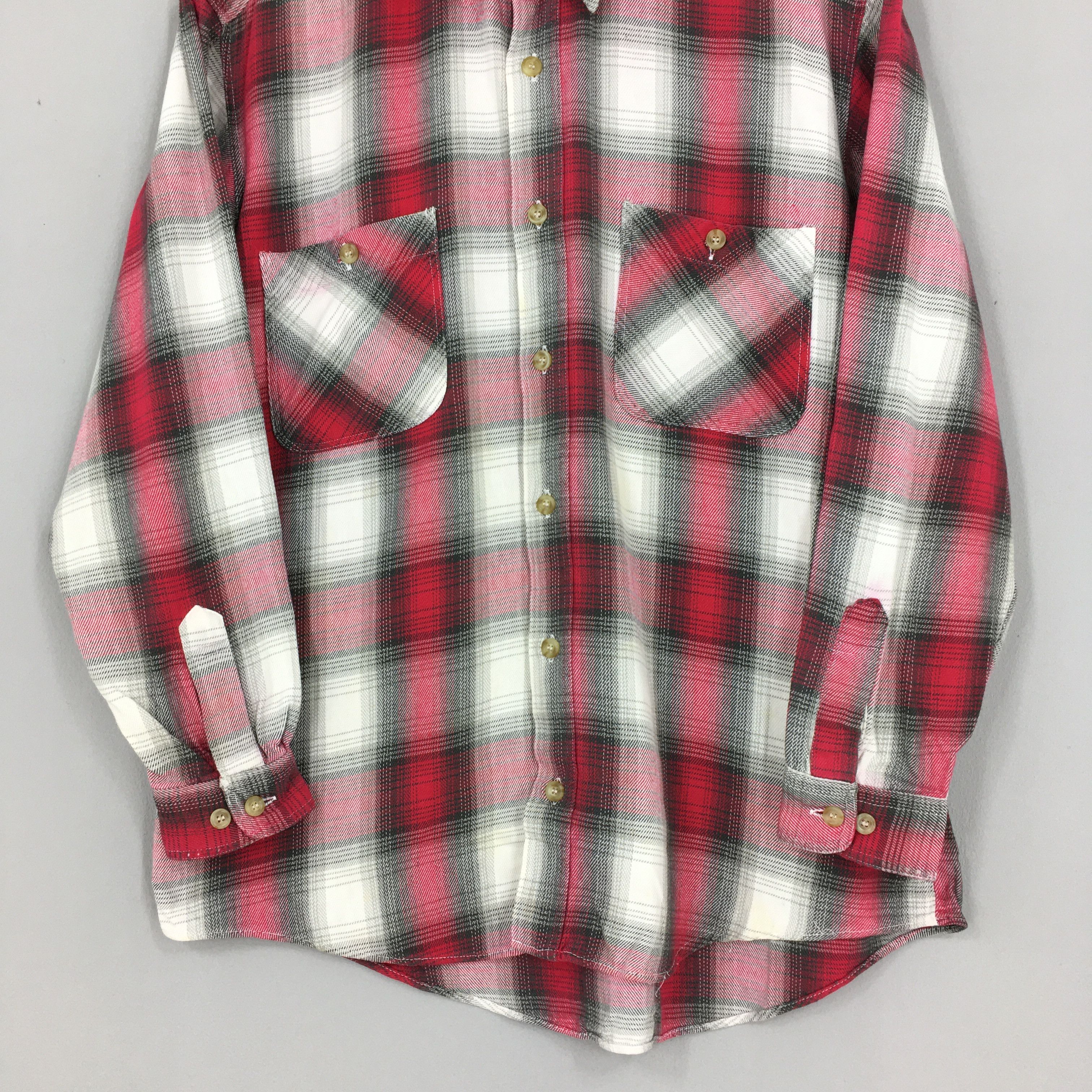 Flannel Vintage Red Plaid Shadow Checkered Flannel Shirt Medium Size US M / EU 48-50 / 2 - 3 Thumbnail
