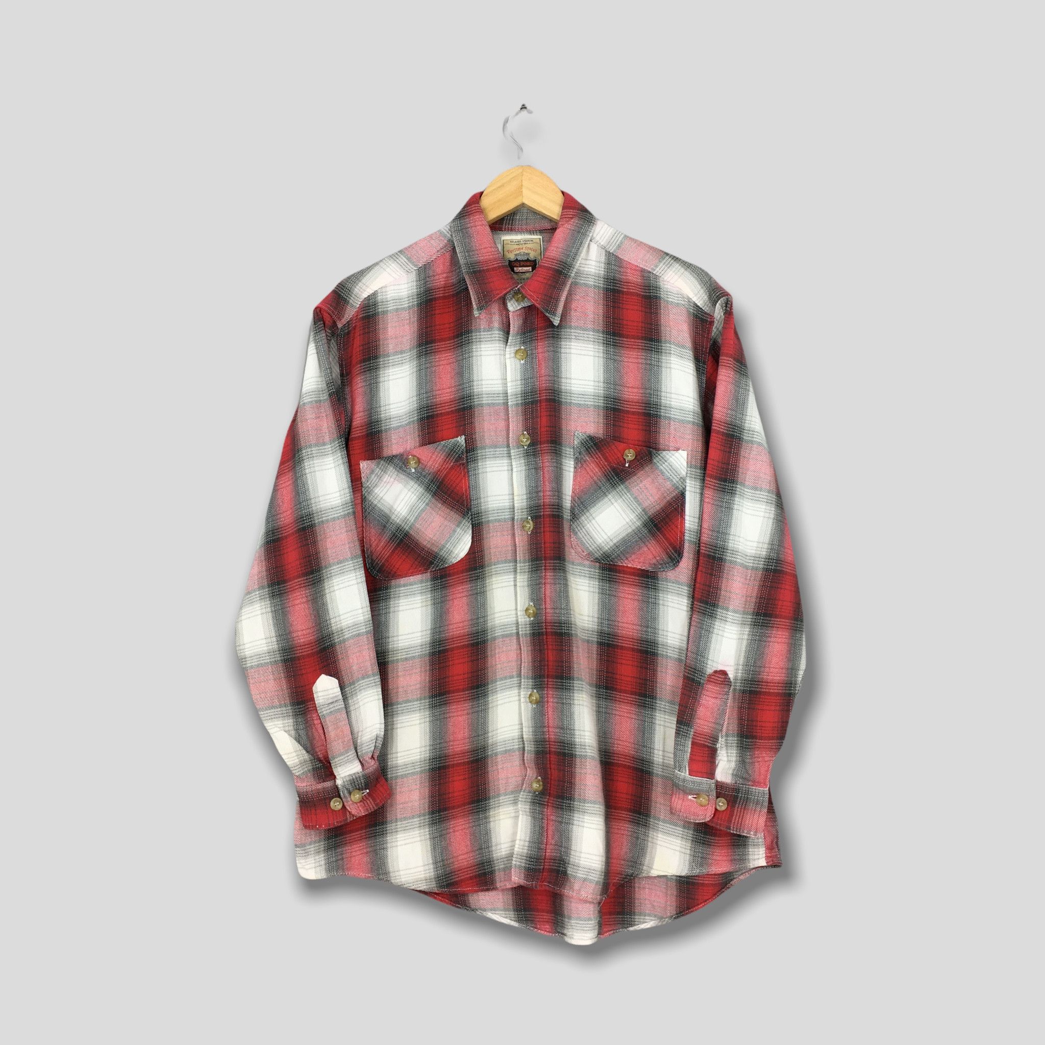 Flannel Vintage Red Plaid Shadow Checkered Flannel Shirt Medium Size US M / EU 48-50 / 2 - 1 Thumbnail