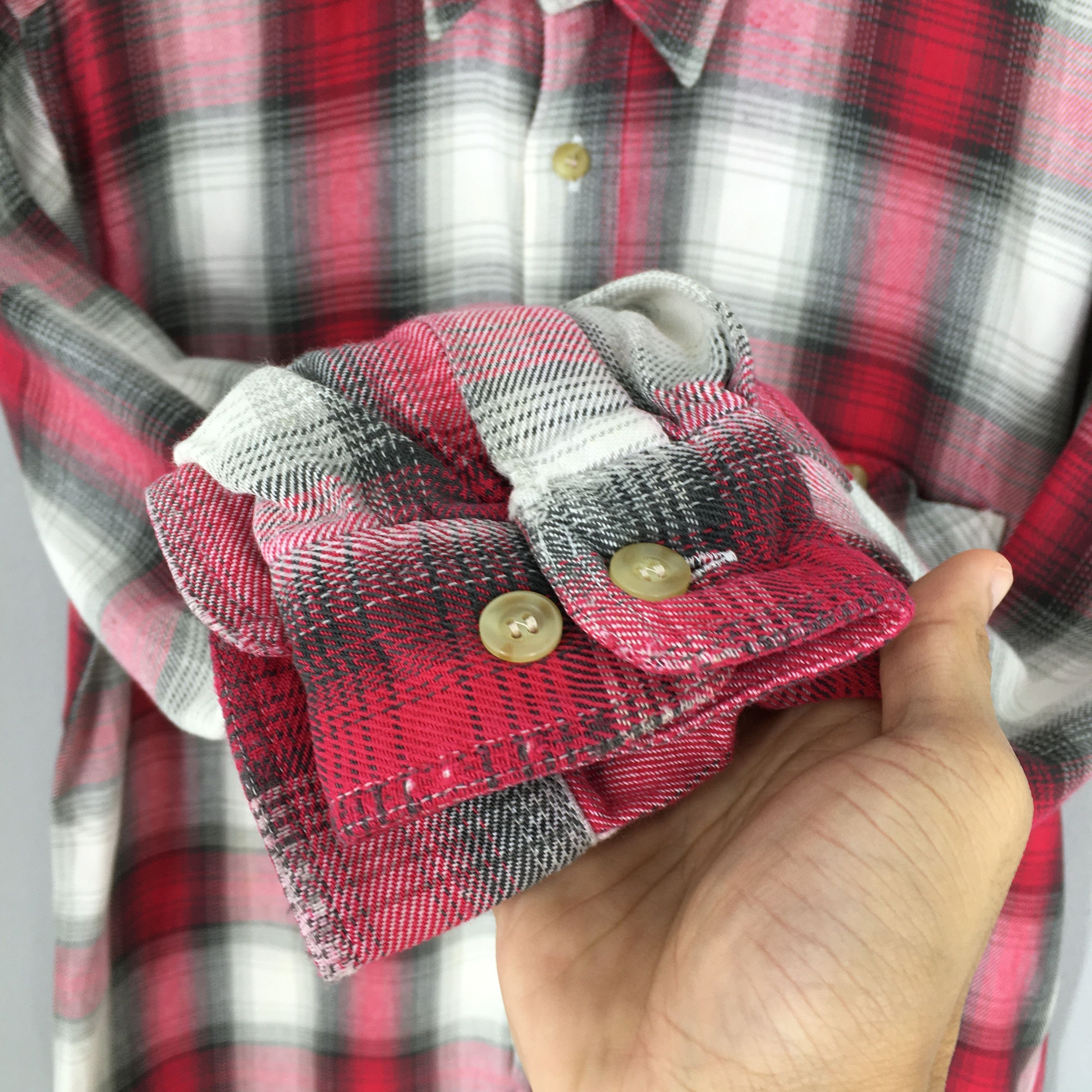 Flannel Vintage Red Plaid Shadow Checkered Flannel Shirt Medium Size US M / EU 48-50 / 2 - 5 Thumbnail
