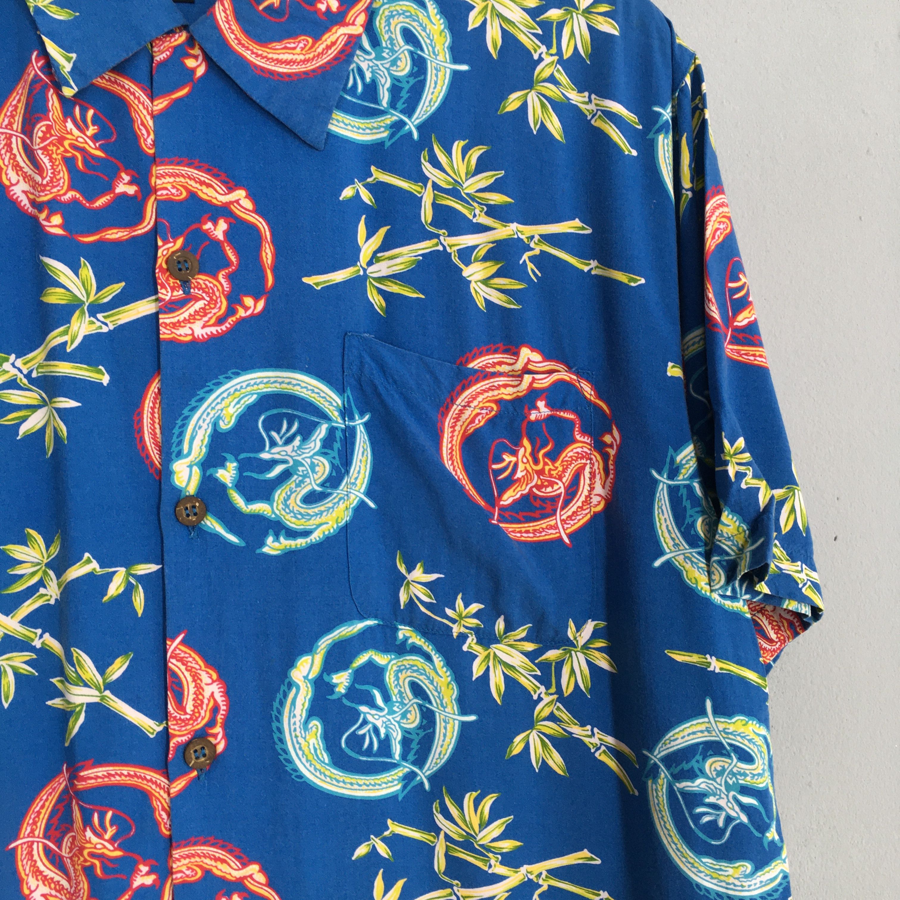 Other Vintage Summer Hawaiian Dragon Rayon Shirt Blue Large Size US L / EU 52-54 / 3 - 4 Thumbnail