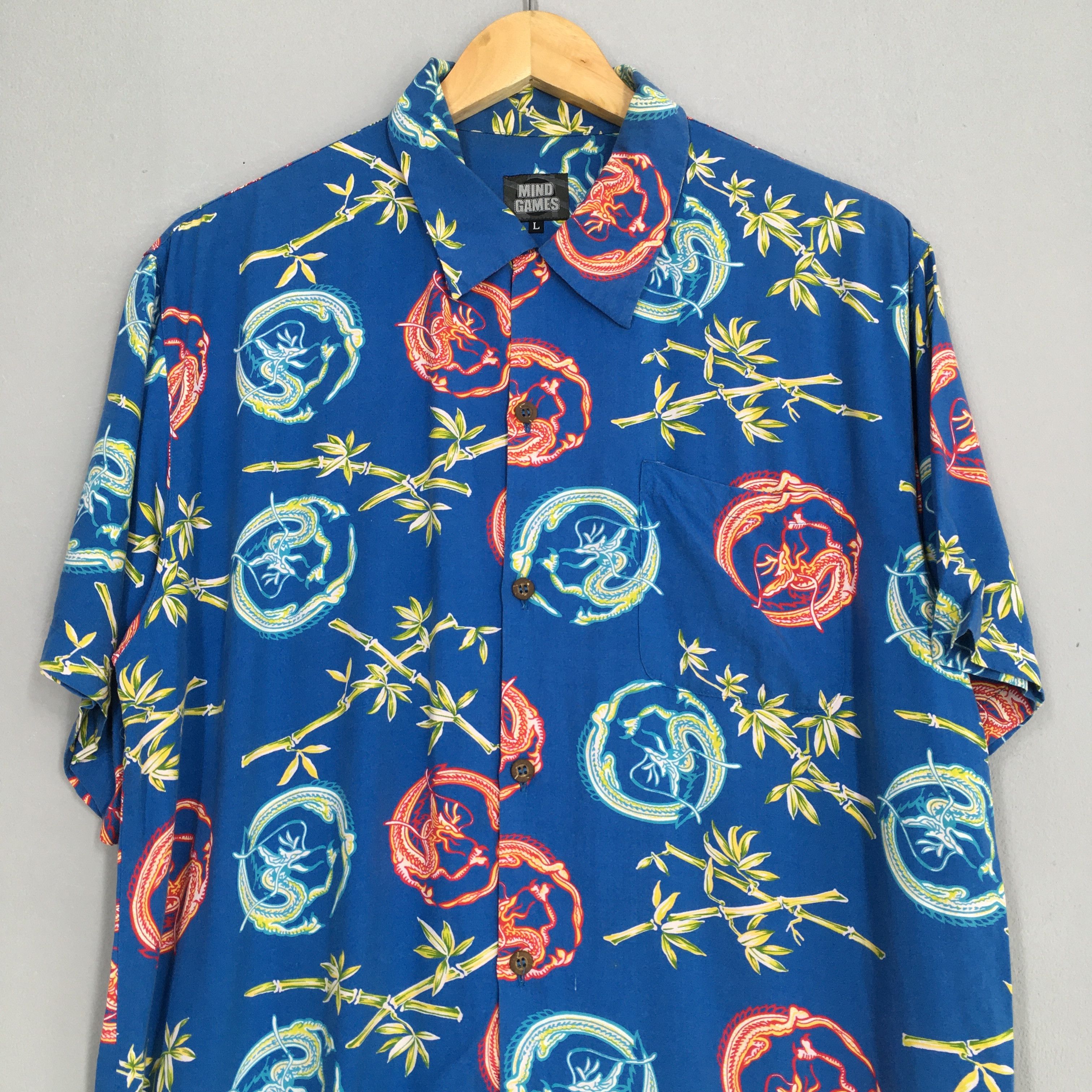 Other Vintage Summer Hawaiian Dragon Rayon Shirt Blue Large Size US L / EU 52-54 / 3 - 2 Thumbnail