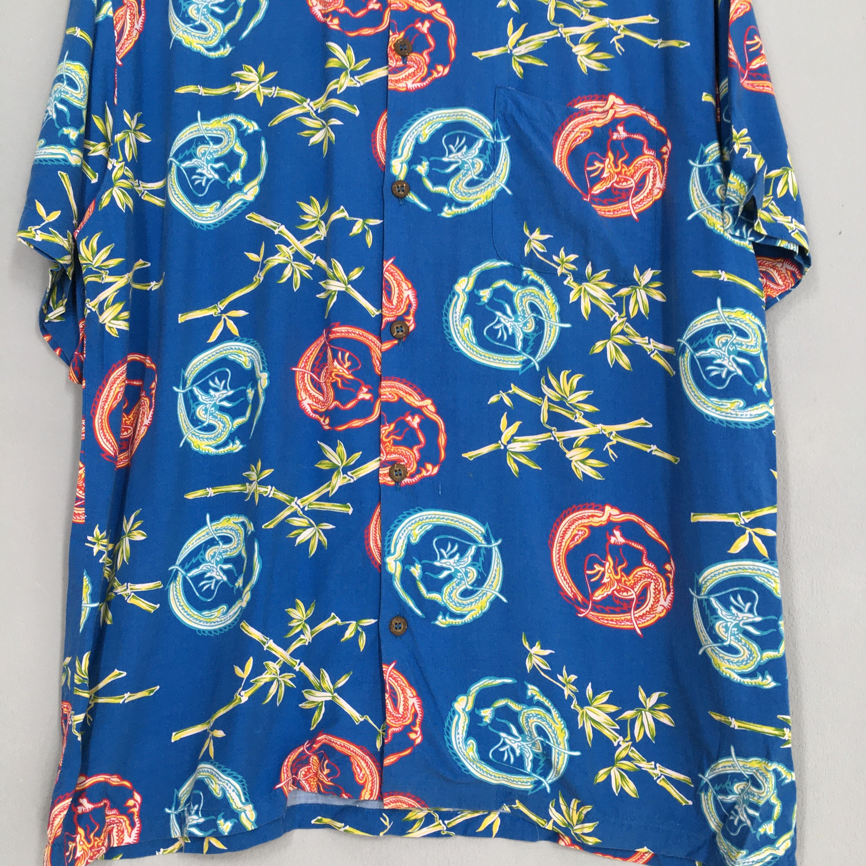 Other Vintage Summer Hawaiian Dragon Rayon Shirt Blue Large Size US L / EU 52-54 / 3 - 3 Thumbnail