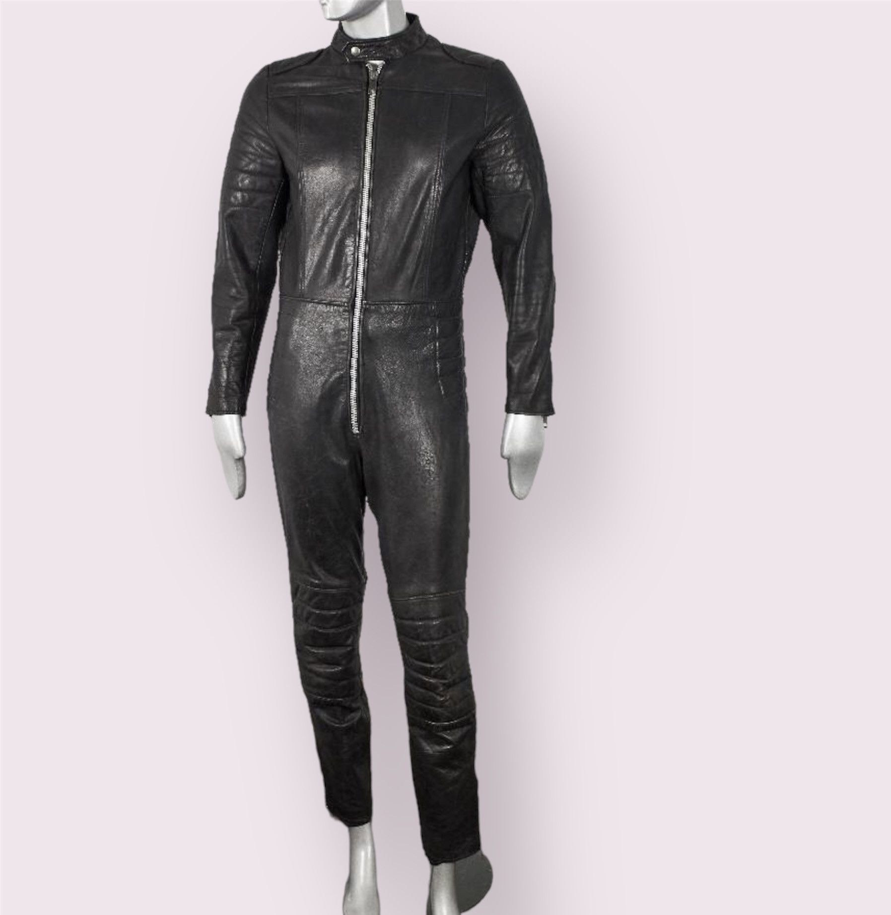 Vintage 70s One Piece Distressed Leather Motorcycle Racing Suit Size US M / EU 48-50 / 2 - 6 Thumbnail