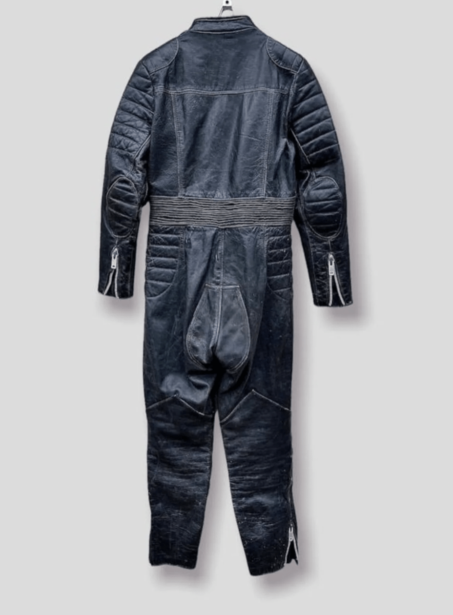 Vintage 70s One Piece Distressed Leather Motorcycle Racing Suit Size US M / EU 48-50 / 2 - 4 Thumbnail