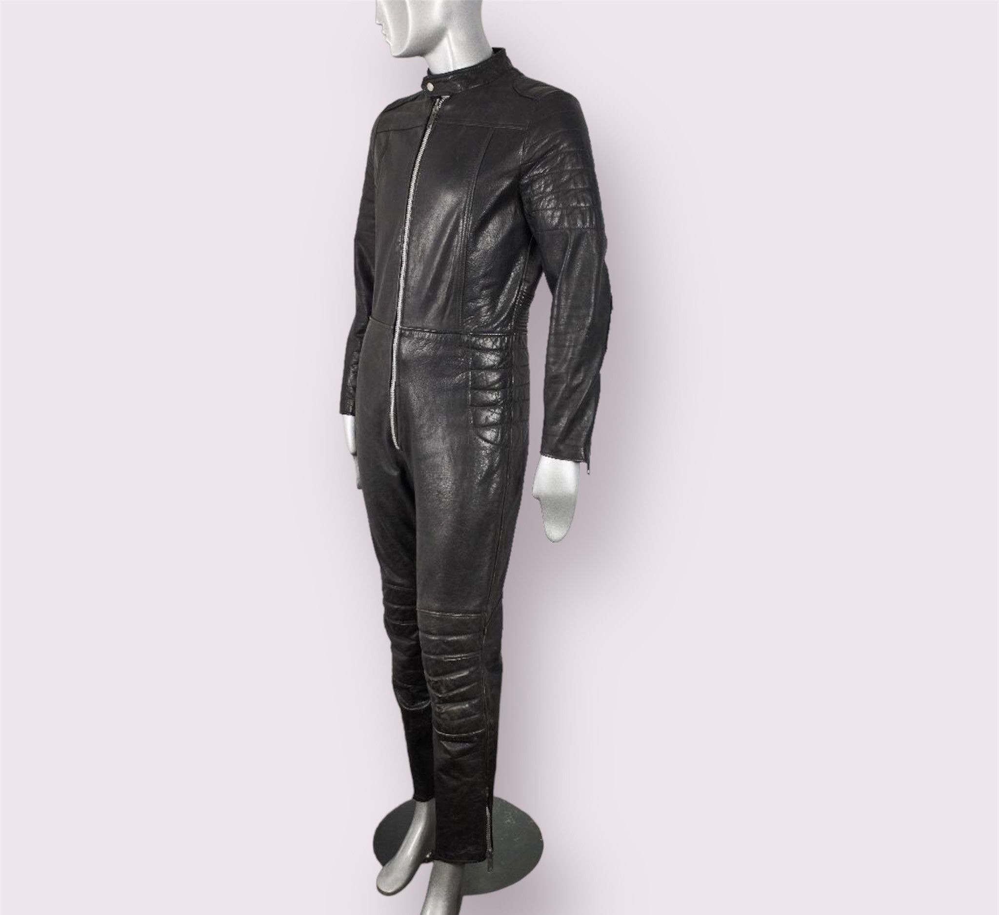 Vintage 70s One Piece Distressed Leather Motorcycle Racing Suit Size US M / EU 48-50 / 2 - 9 Thumbnail