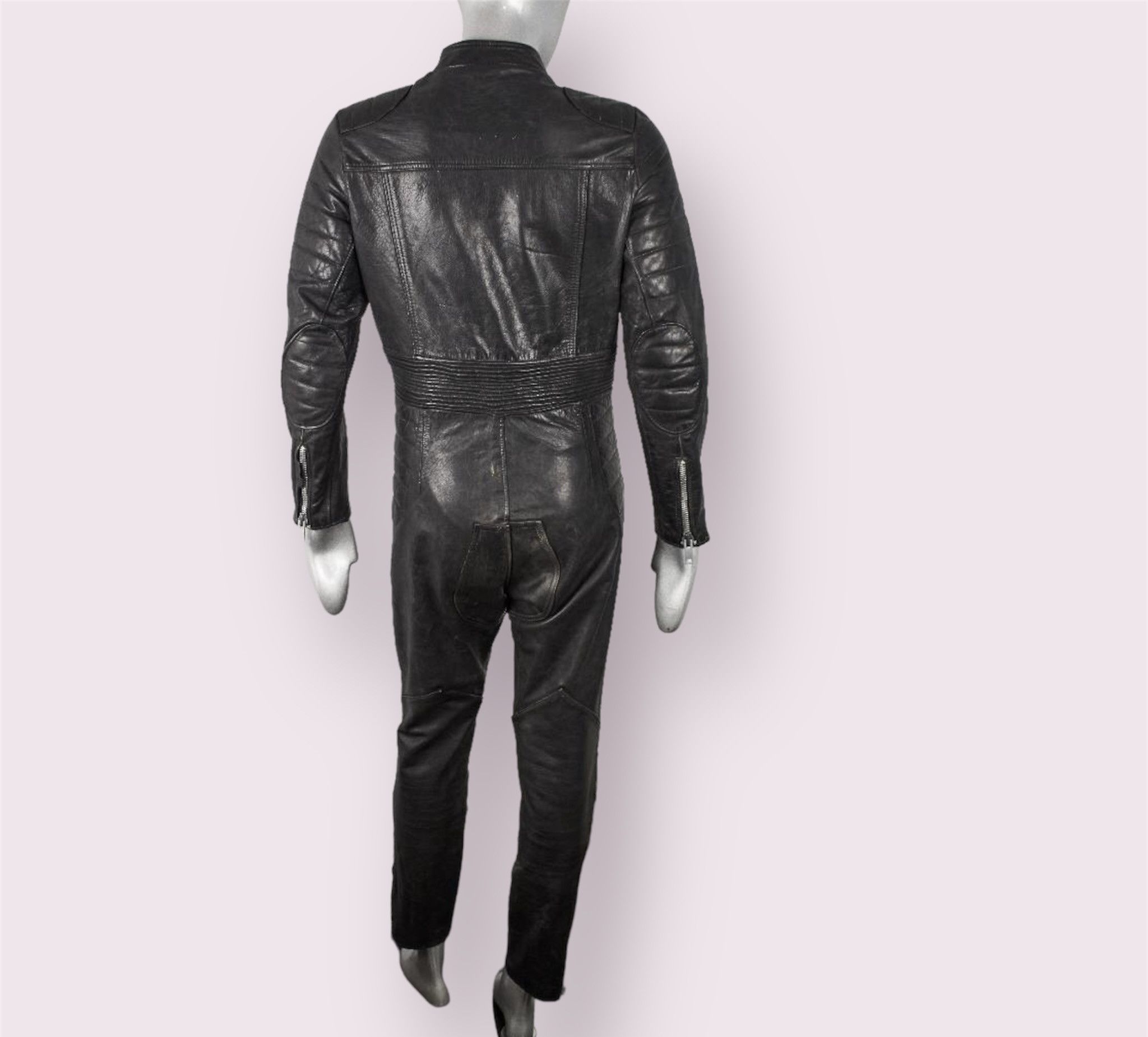 Vintage 70s One Piece Distressed Leather Motorcycle Racing Suit Size US M / EU 48-50 / 2 - 10 Thumbnail