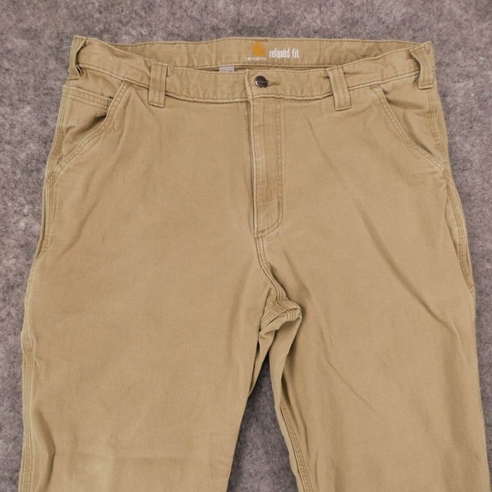 Carhartt Carhartt Pants Mens 38x32 Stretch Relaxed Fit Carpenter Khaki  Workwear (37x31)