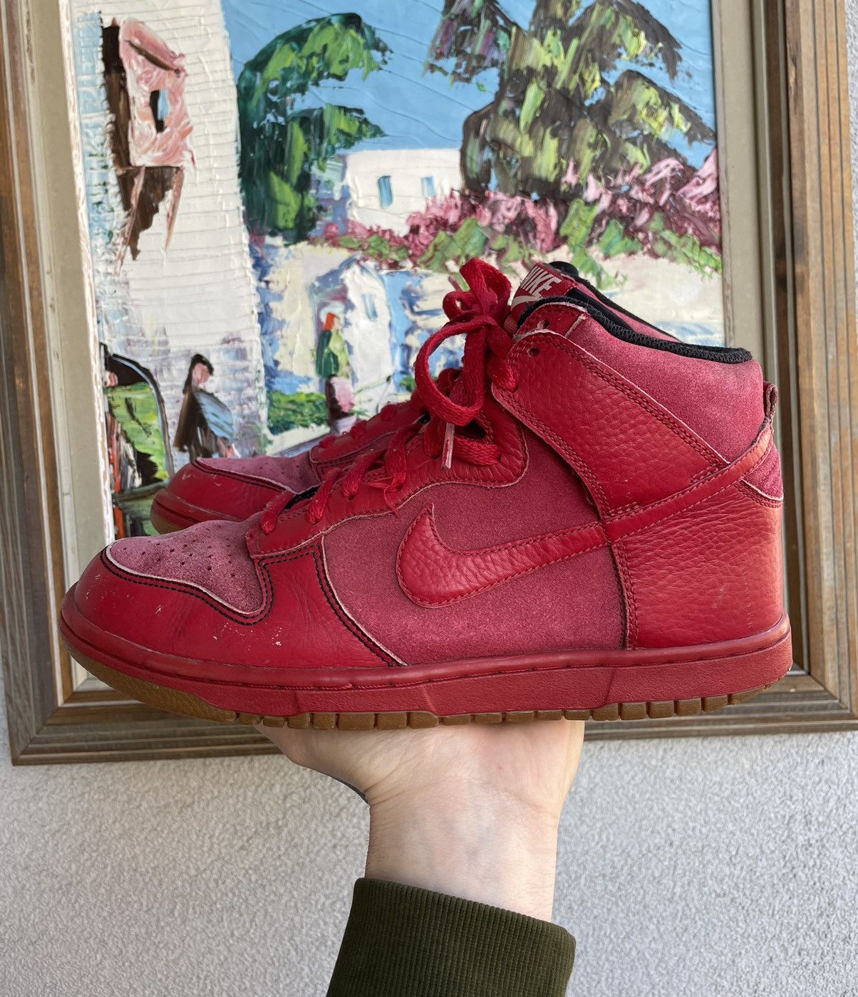 Nike Vintage Y2k 00s Nike Dunk High Red Hype Sneakers Beaters Size US 8.5 / EU 41-42 - 1 Thumbnail