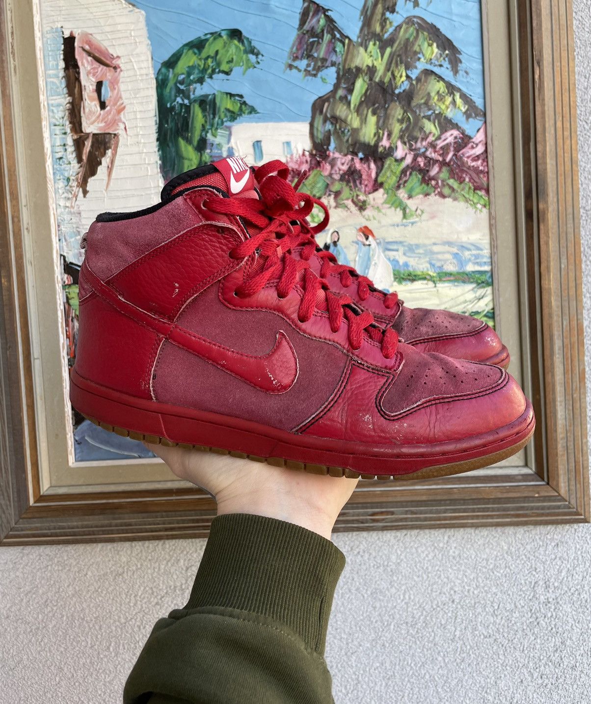 Nike Vintage Y2k 00s Nike Dunk High Red Hype Sneakers Beaters Size US 8.5 / EU 41-42 - 2 Thumbnail