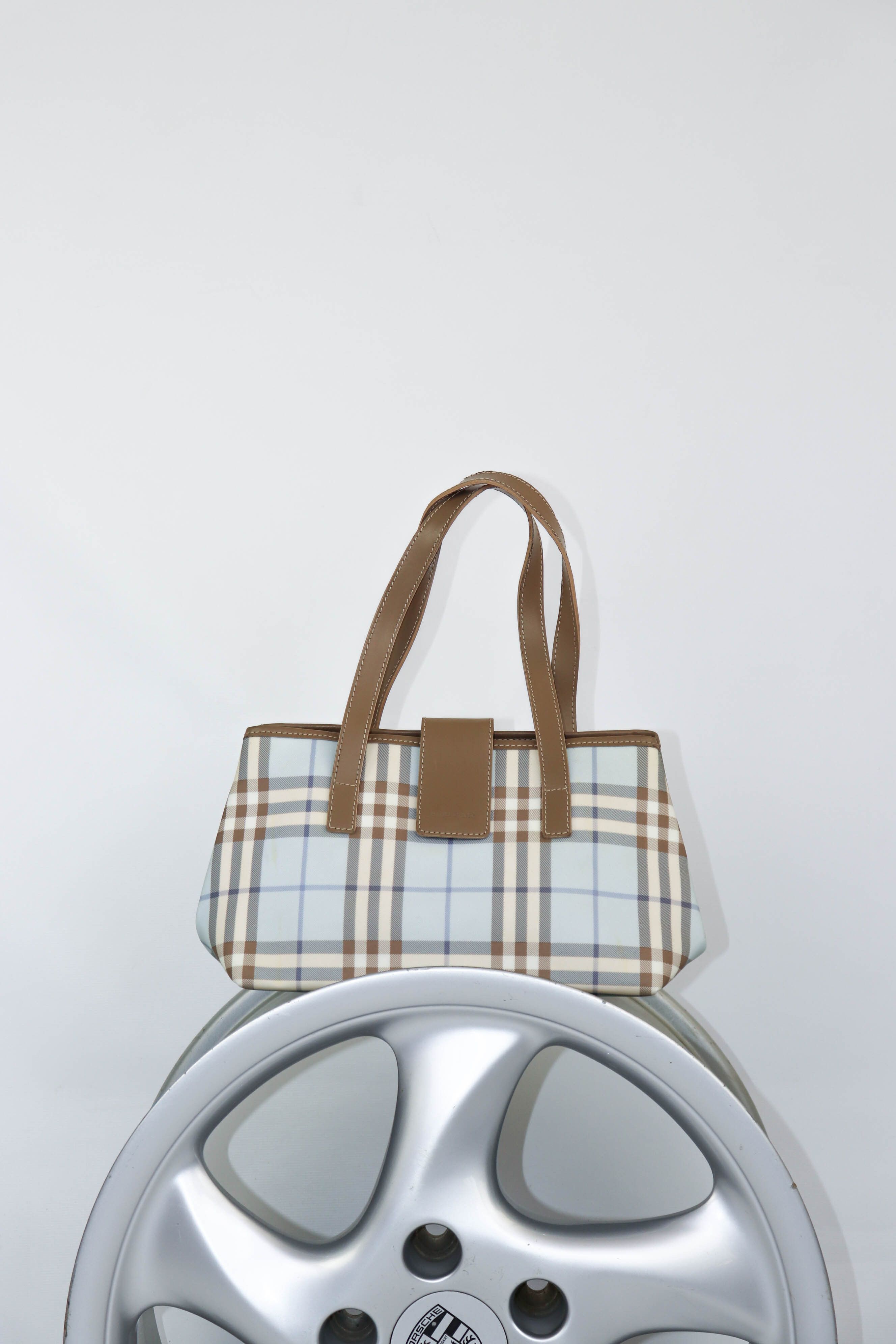 Archival Clothing x Burberry Y2K Vintage Blue Nova Check Shoulder Hand Bag, Women's