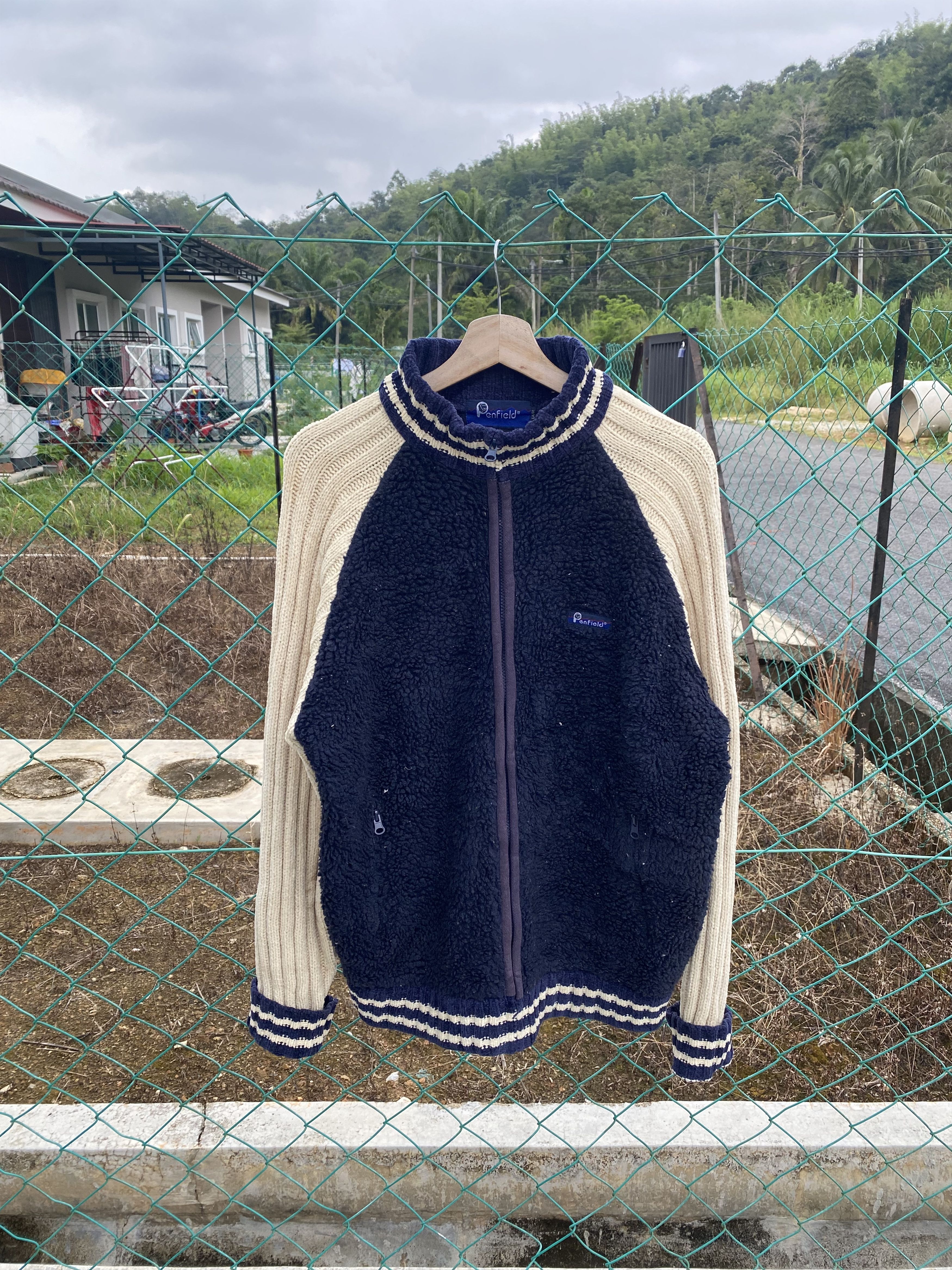 Penfield sherpa cable knit sweater