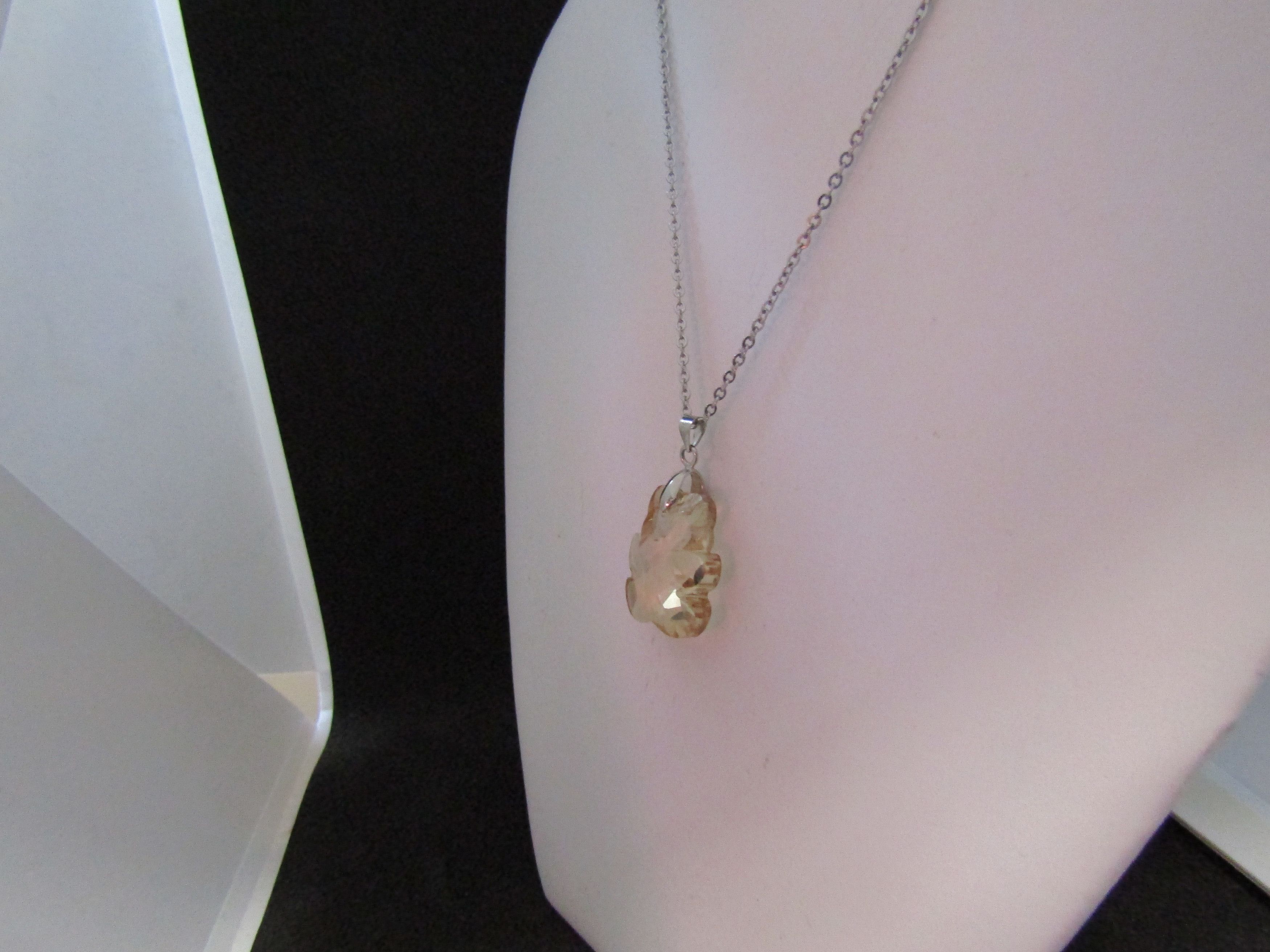 Jewelry Brown Crystal Bear Stainless Steel Necklace Size ONE SIZE - 2 Thumbnail