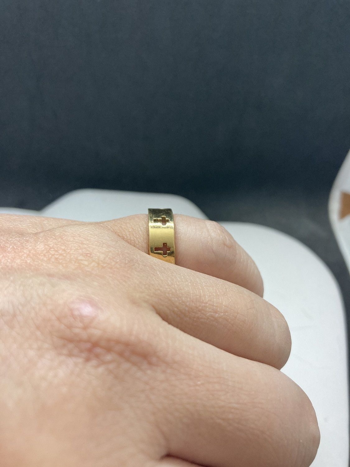 Jewelry Cross Golden stainless steel ring - size 6 Size ONE SIZE - 4 Thumbnail