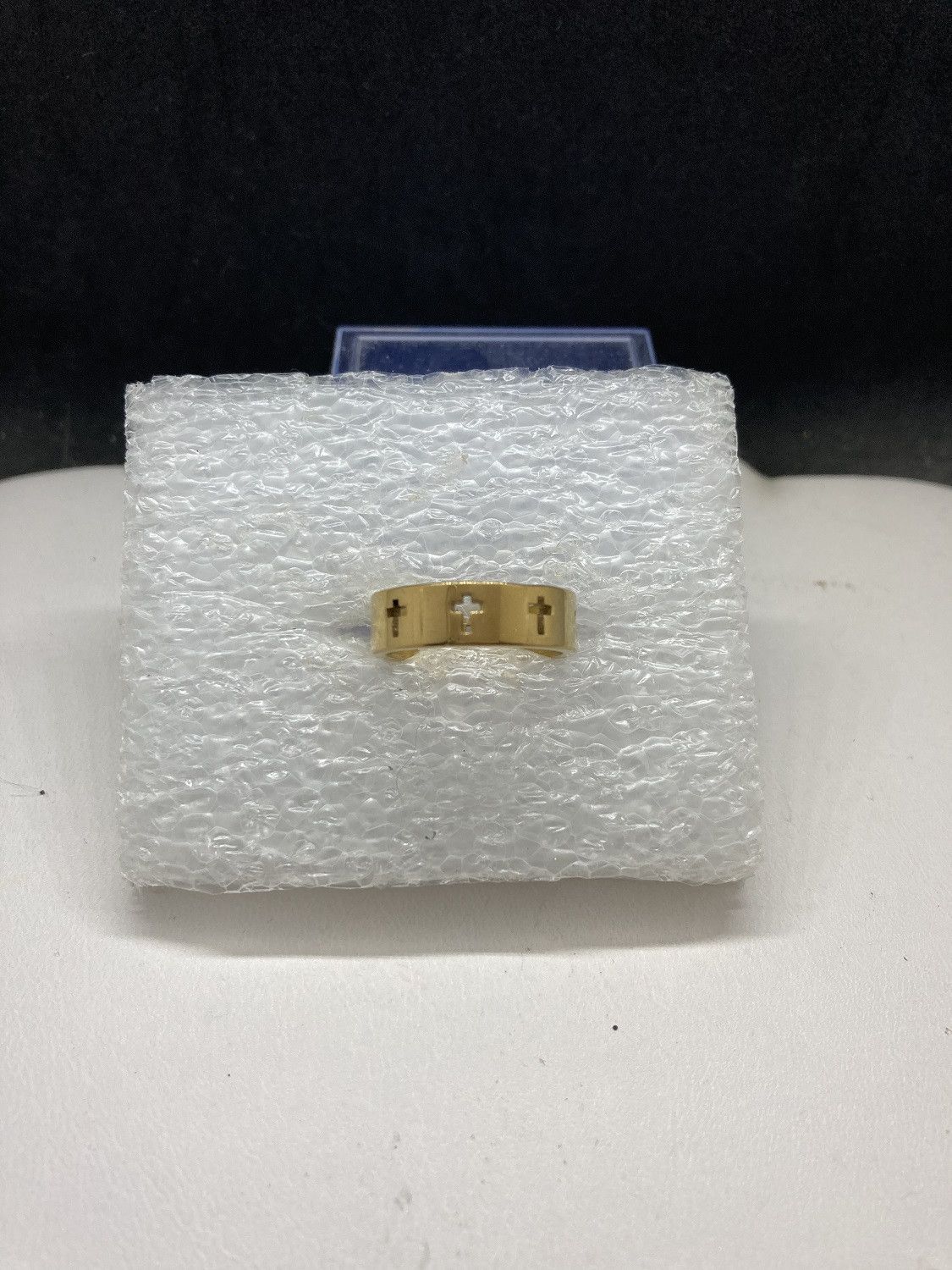Jewelry Cross Golden stainless steel ring - size 6 Size ONE SIZE - 1 Thumbnail