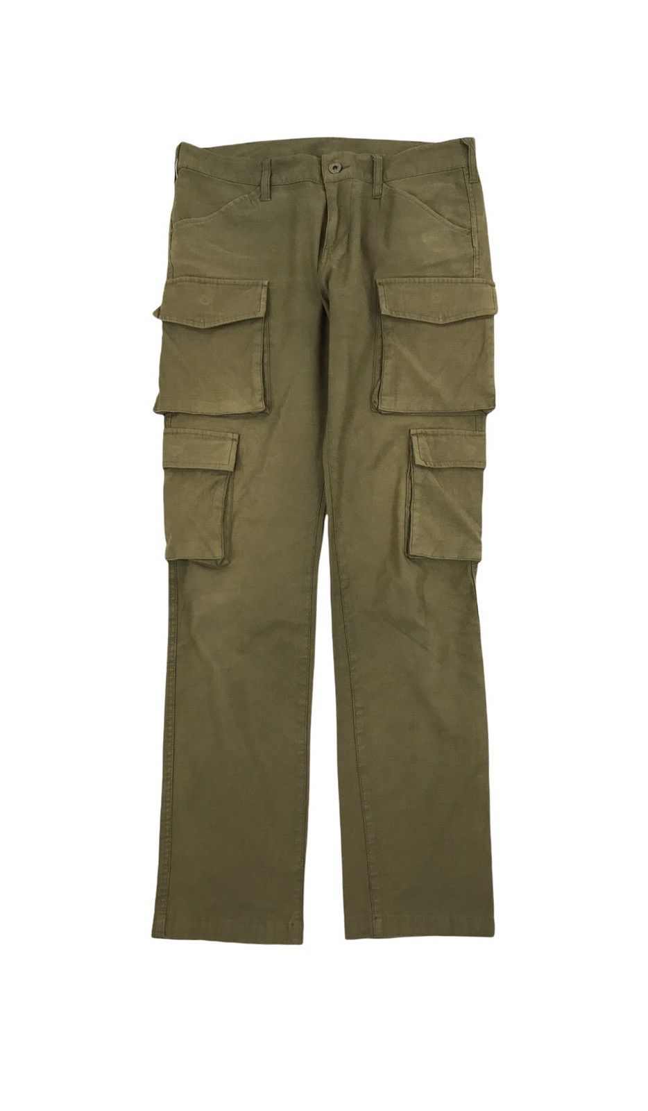 image of Military Style Multi Pocket Cargo Pants in Army Green, Men's (Size 33)