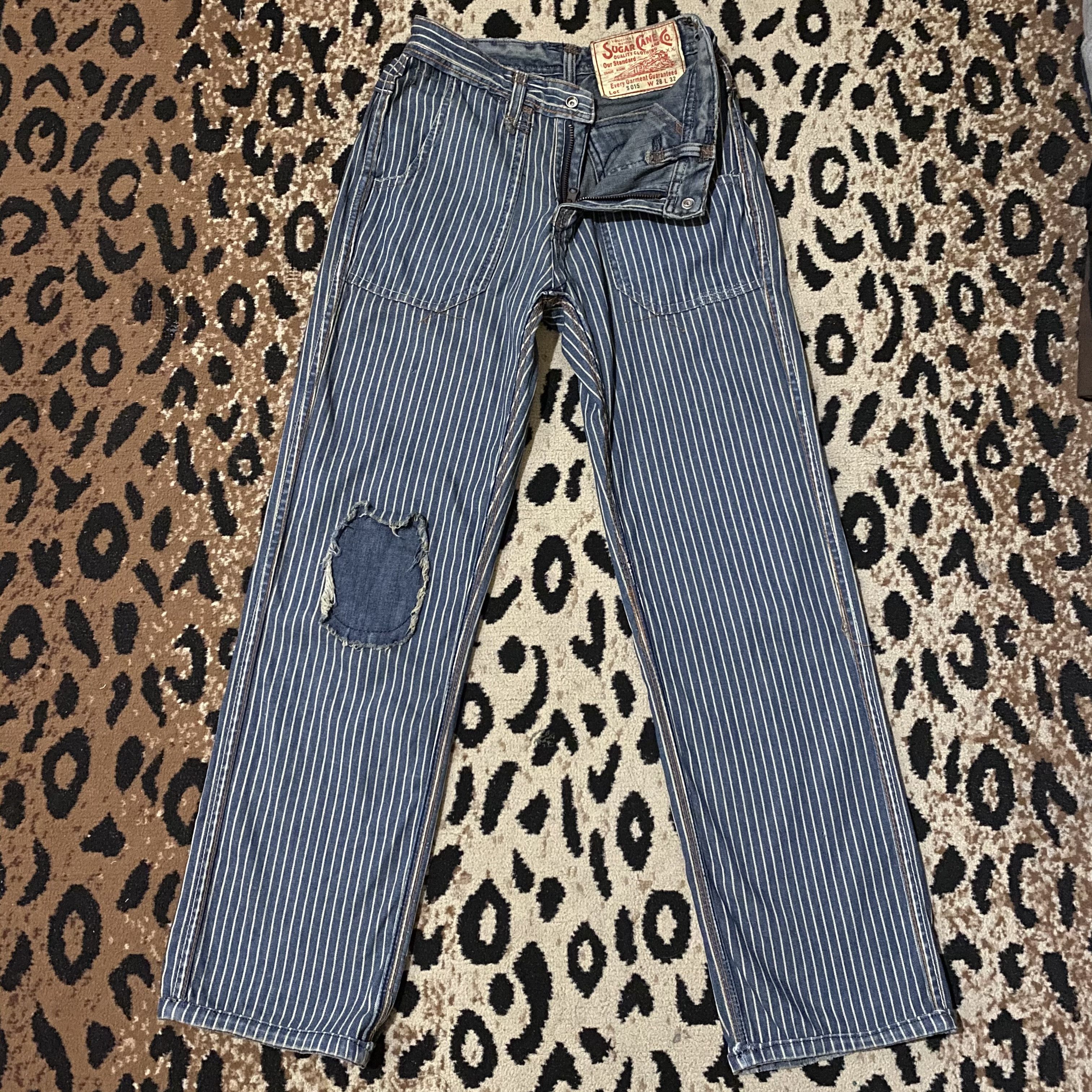 image of Sugar Cane Co Sugar Cane And Co Reiversible Denim Pants in Blue, Men's (Size 28)