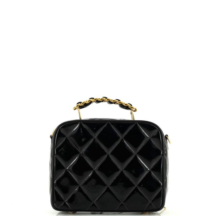 Chanel Vintage Chain Lunch Box Bag Quilted Patent Small