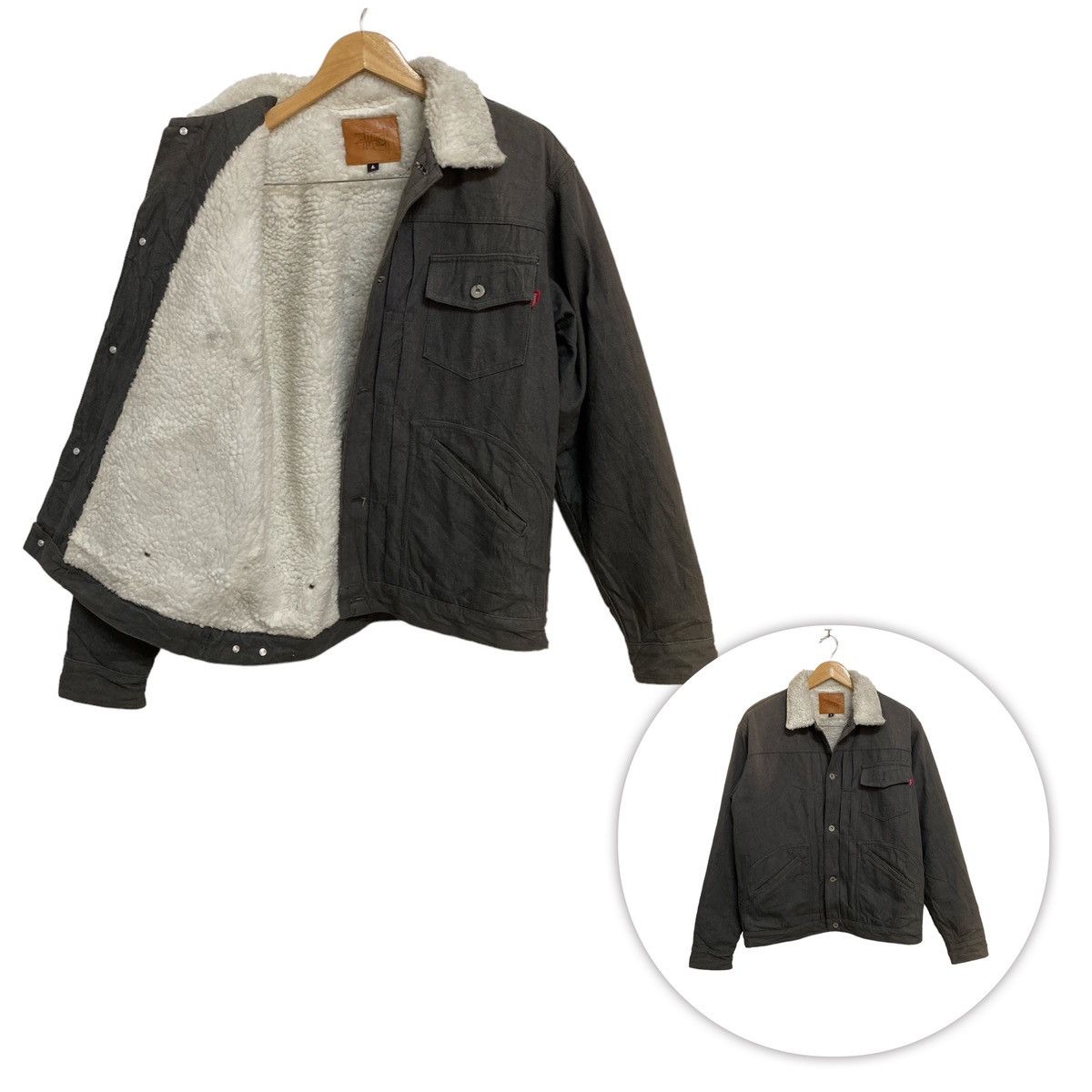 Stussy × Vintage Vintage Stussy Sherpa Denim Jacket Size US L / EU 52-54 / 3 - 1 Thumbnail
