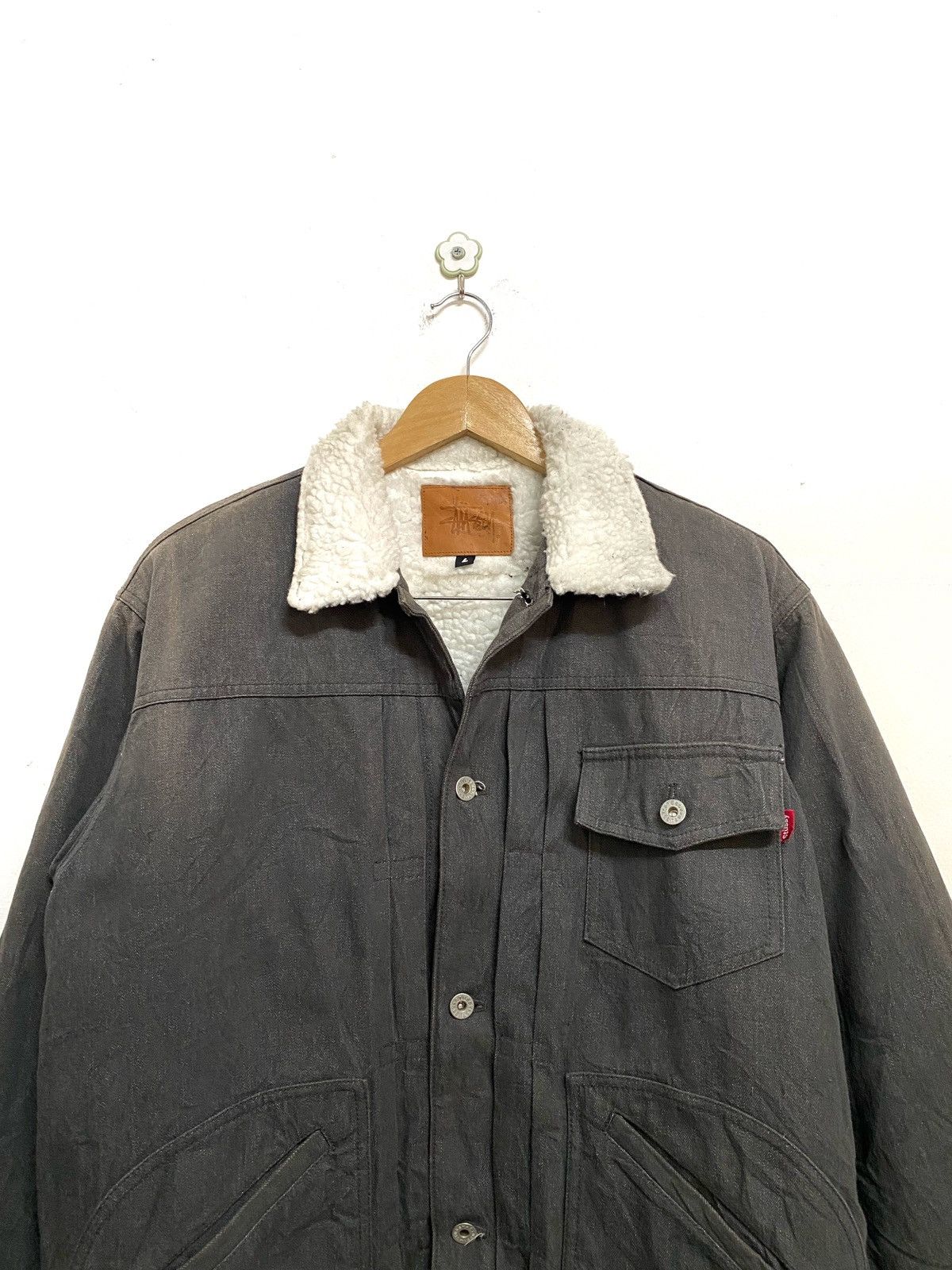 Stussy × Vintage Vintage Stussy Sherpa Denim Jacket Size US L / EU 52-54 / 3 - 3 Thumbnail