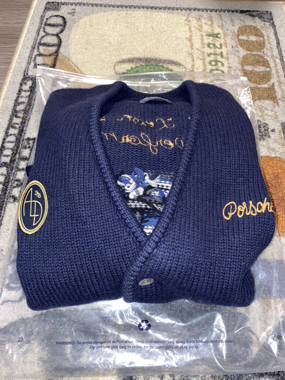 image of Aime Leon Dore x Porsche Design Ald / Porsche 356 Cardigan in Navy, Men's (Size XS)