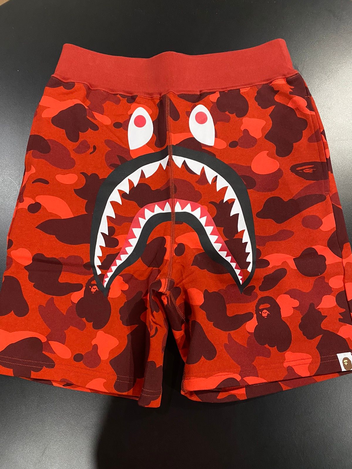 Pre-owned Bape Red Colour Camo Shark Shorts Size S