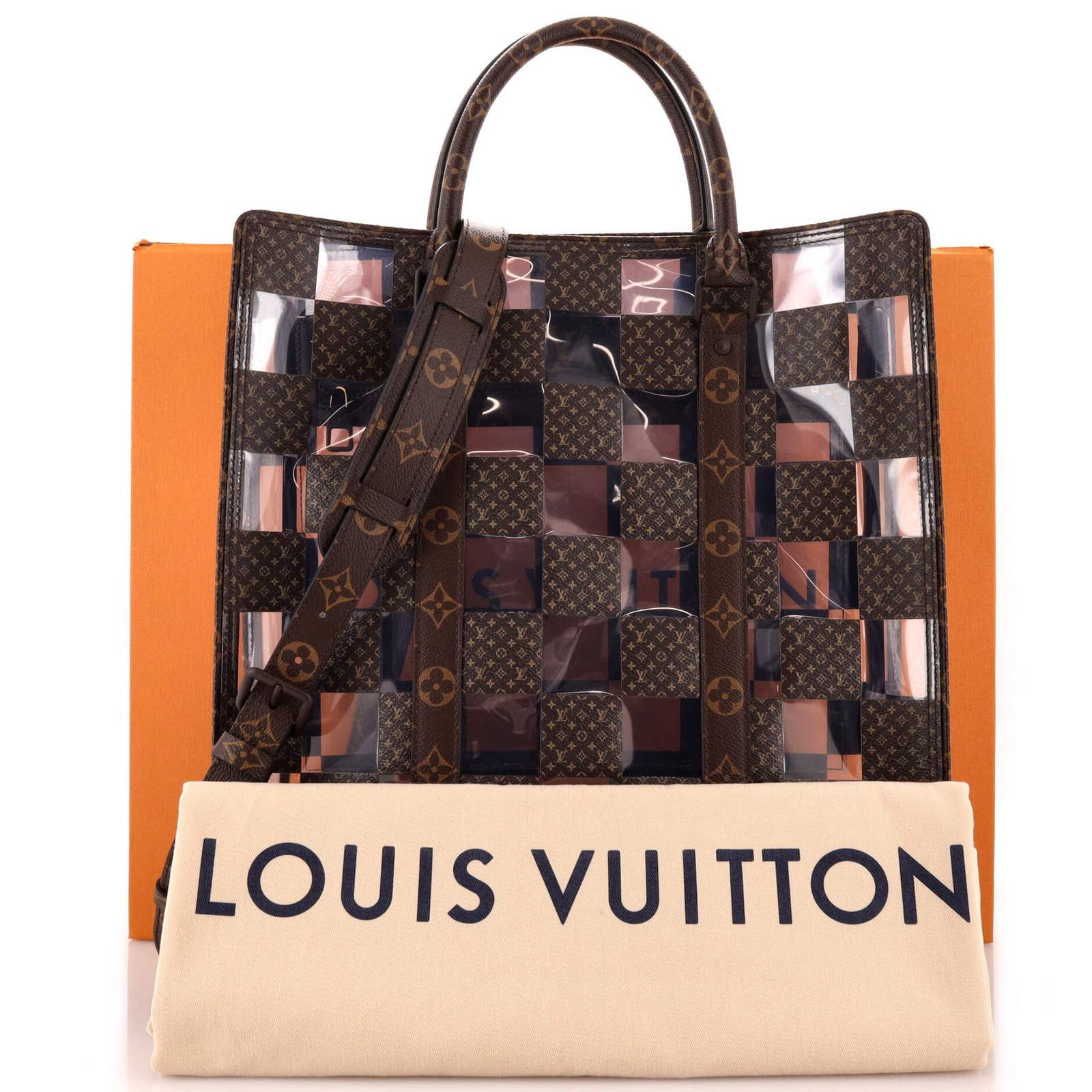 Louis Vuitton Sac Plat Chess PVC Monogram Shoulder Bag