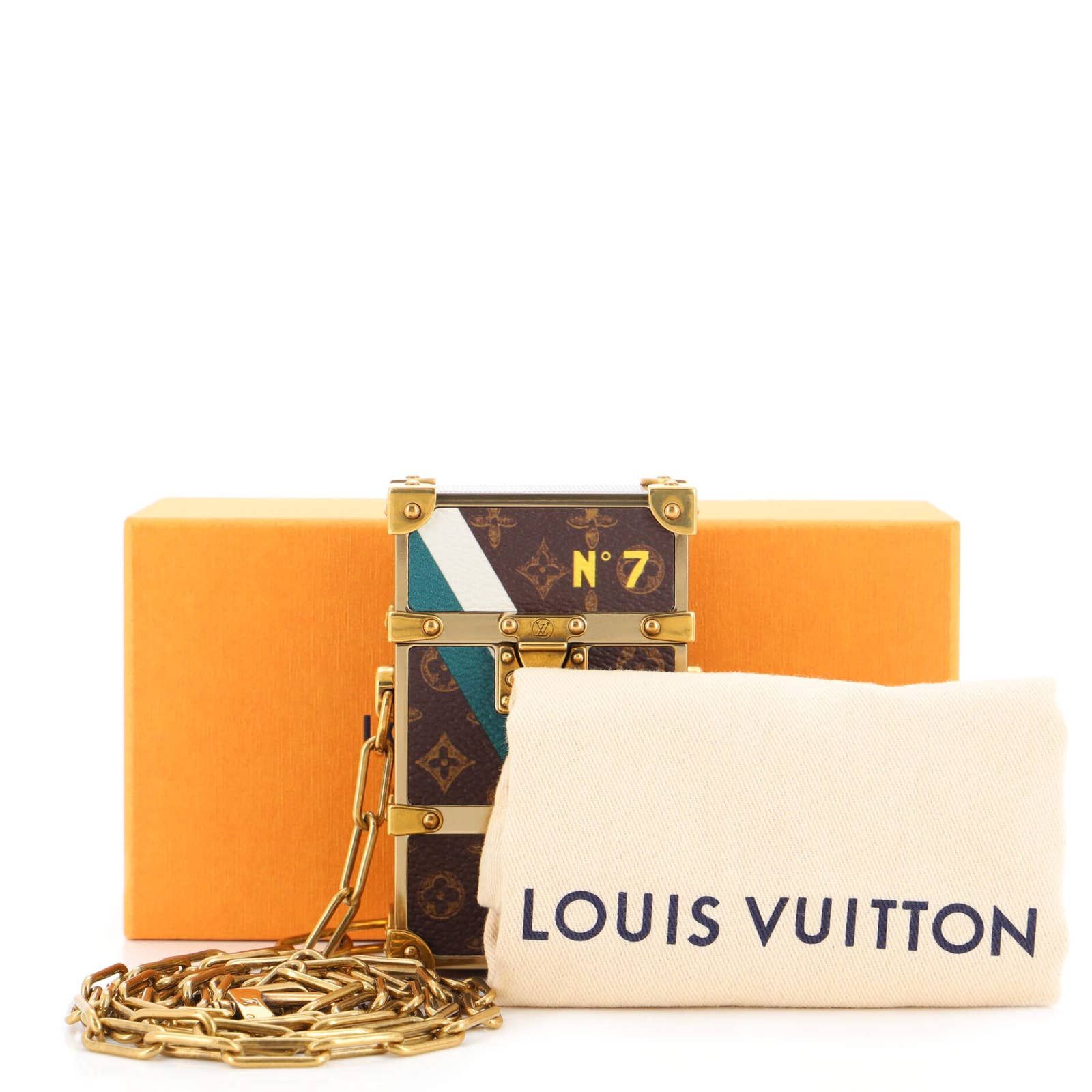 Louis Vuitton Vertical Box Trunk Bag No.7 Trunk L'oeil Vintage Monogram  Canvas Brown 15635673