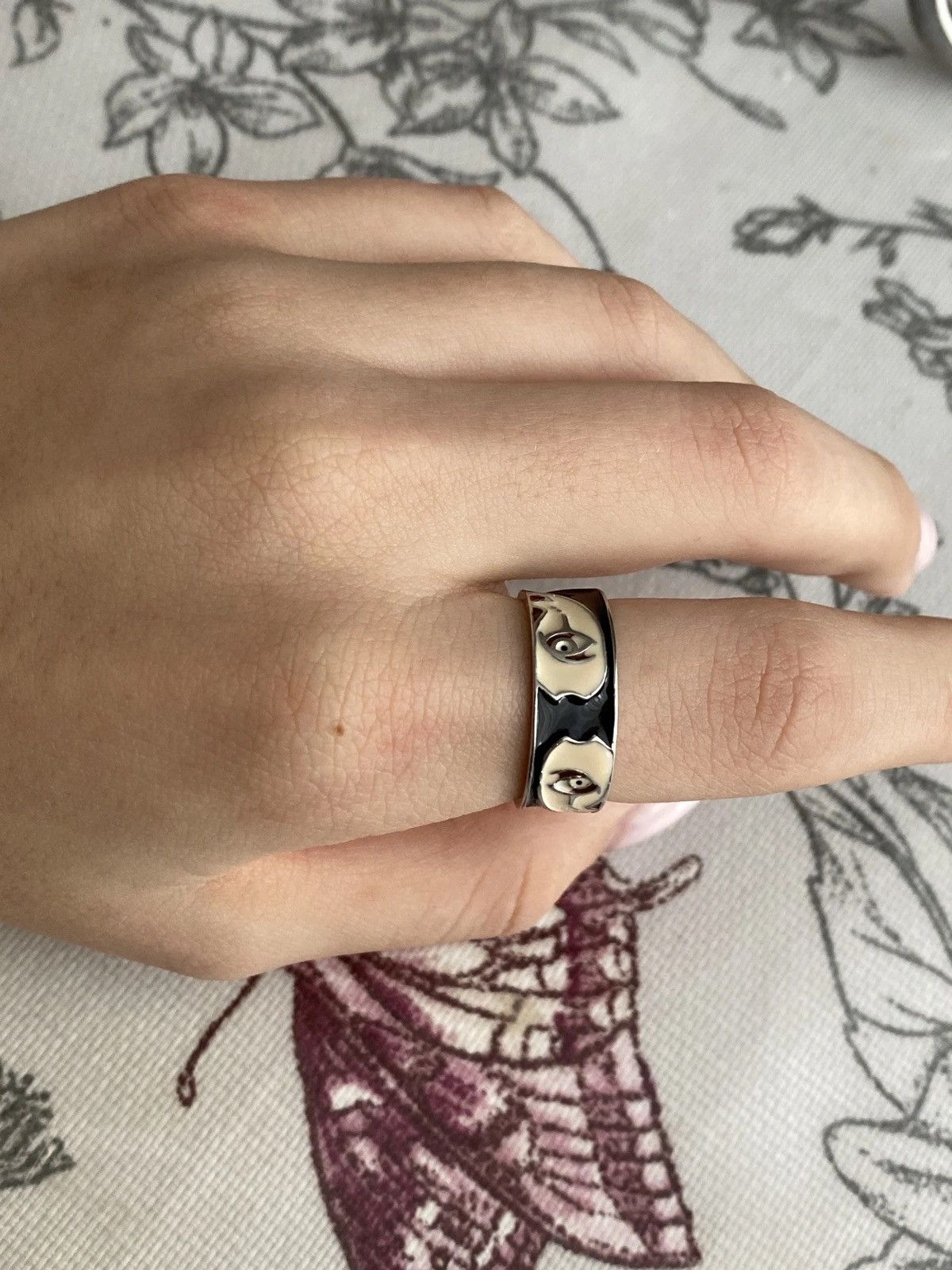 Jewelry Creative Handmade Irregular Half Face Enamel Heart Ring Size ONE SIZE - 6 Thumbnail
