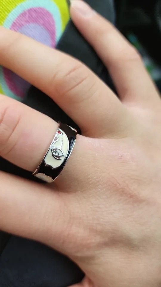 Jewelry Creative Handmade Irregular Half Face Enamel Heart Ring Size ONE SIZE - 5 Thumbnail