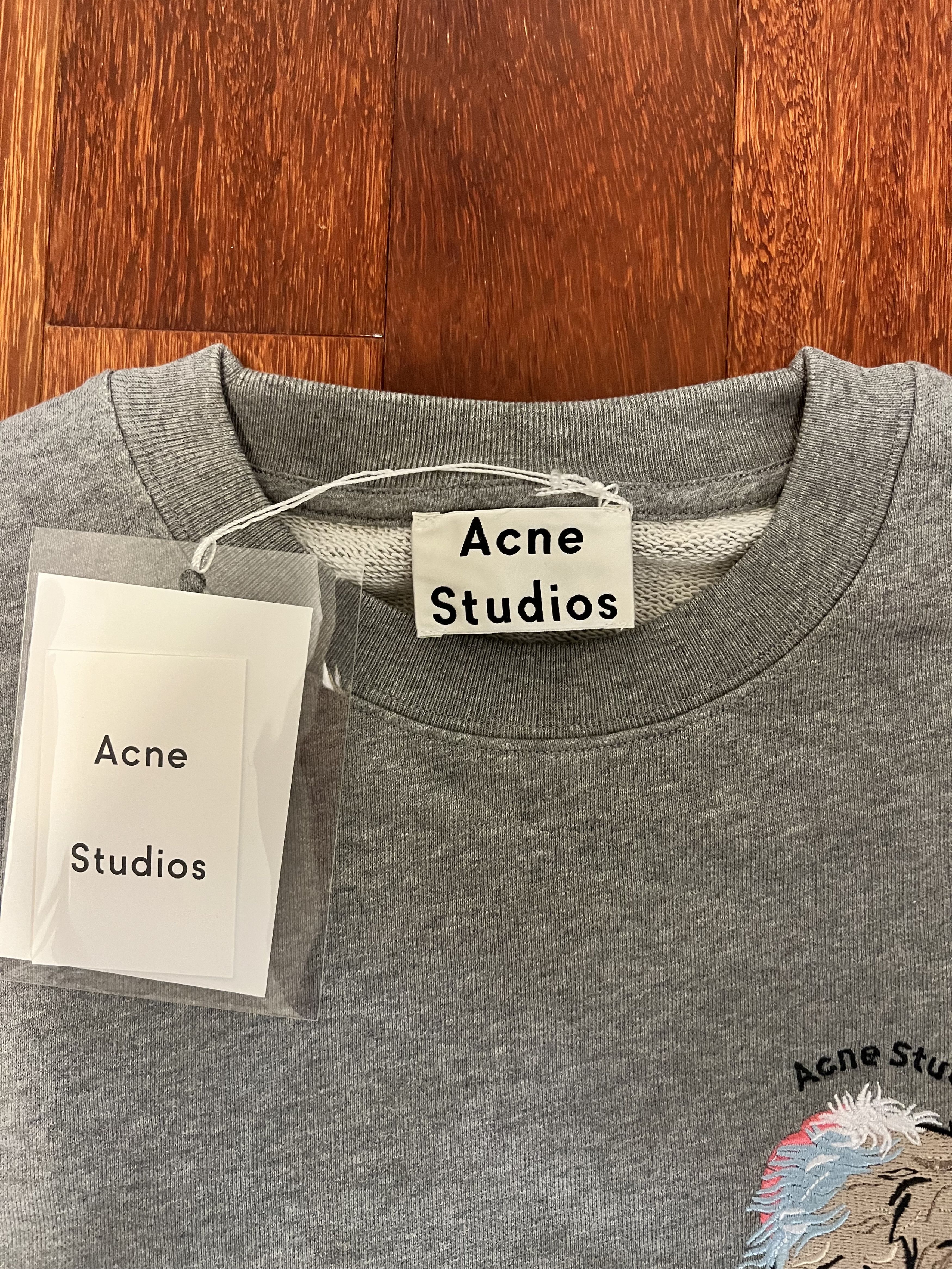 Acne Studios 💚 FW19 Acne Studios Embroidered Monkey Grey Sweater NEW Size US M / EU 48-50 / 2 - 4 Thumbnail