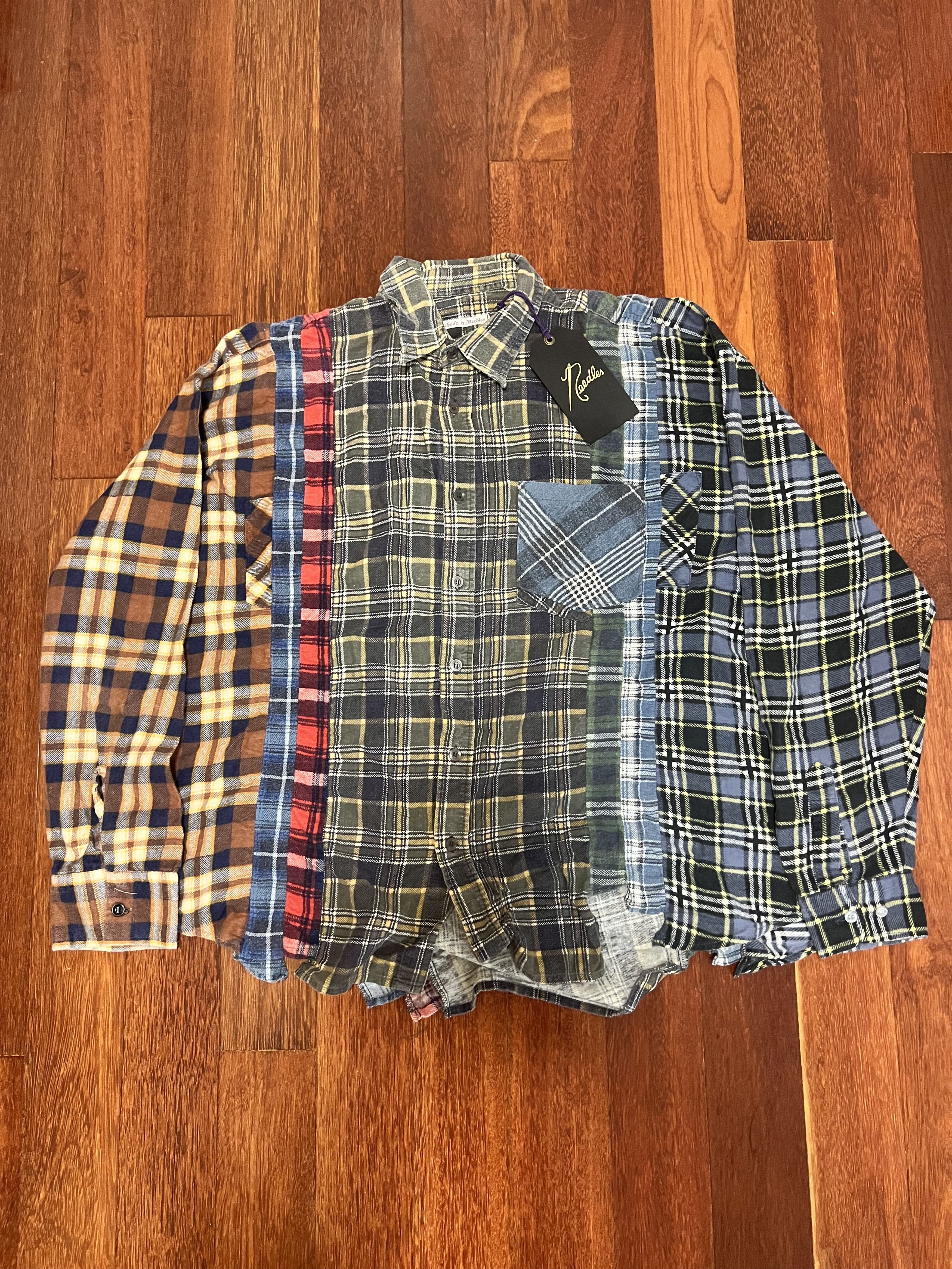 image of 1/1 Rebuild By Needles 7 Cuts Wide Flannel Shirt, Men's (Size Medium)
