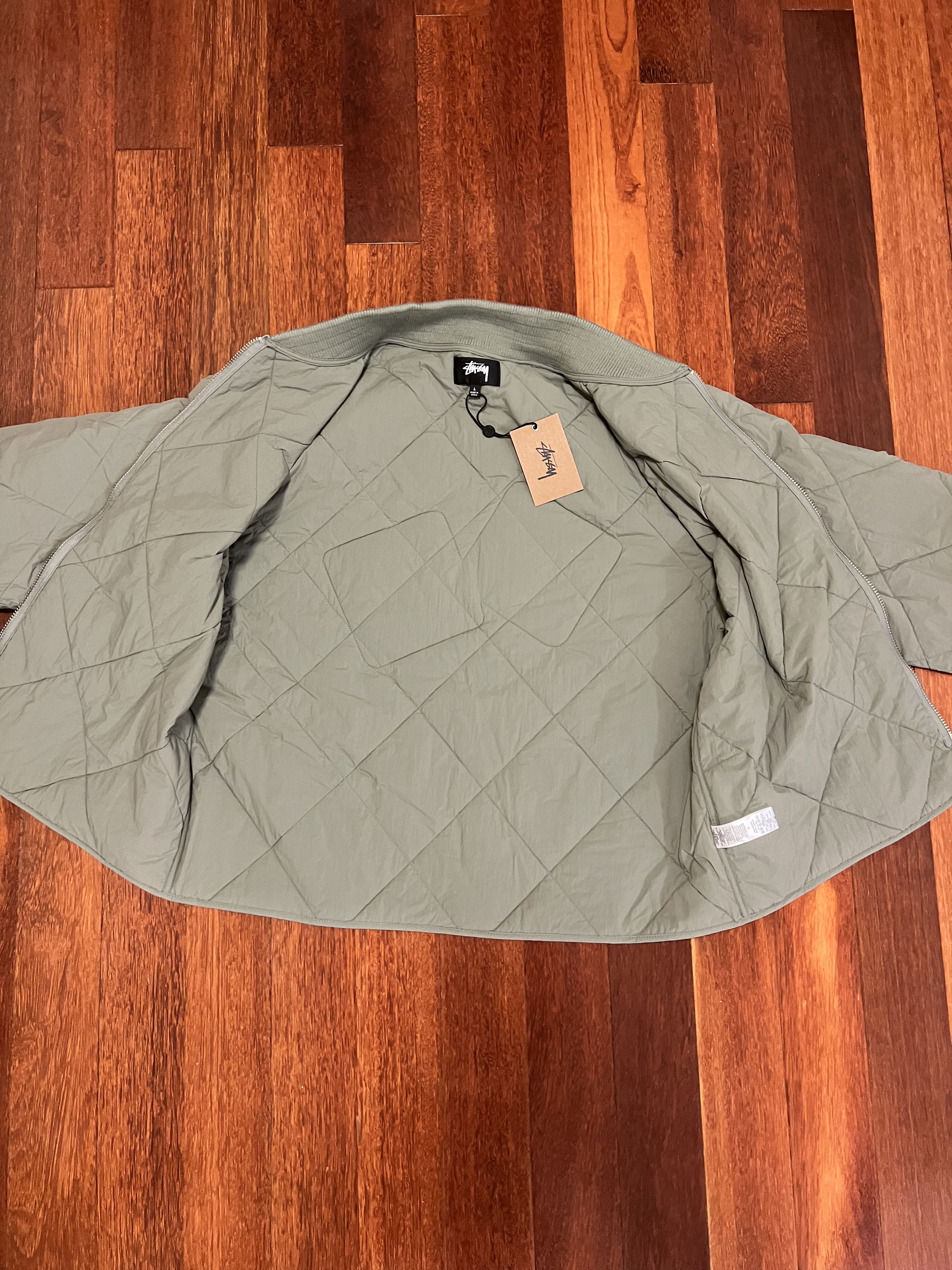 Stussy 💚 Stussy Dice Quilted Liner Jacket Olive Large NEW Size US L / EU 52-54 / 3 - 3 Thumbnail