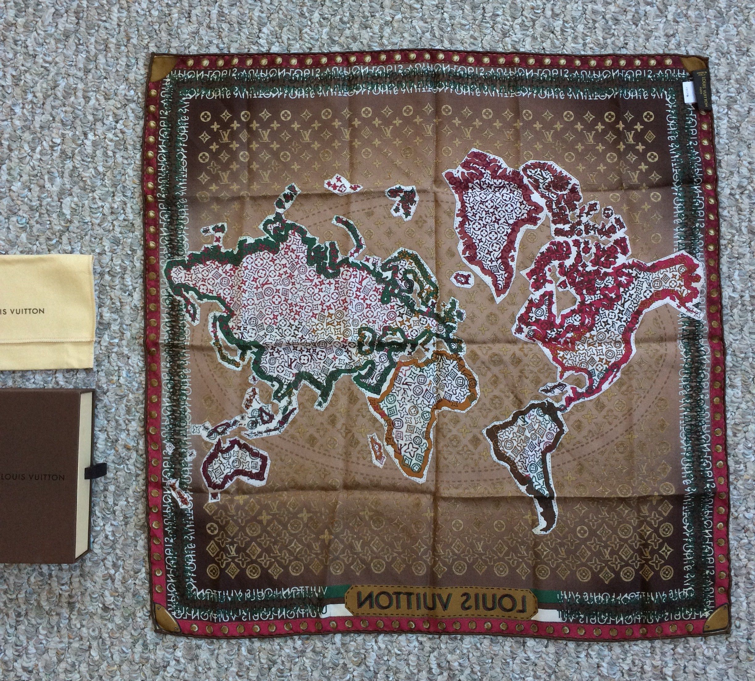 Louis Vuitton Louis Vuitton Silk Monogram World Map Scarf Size ONE SIZE - 6 Thumbnail