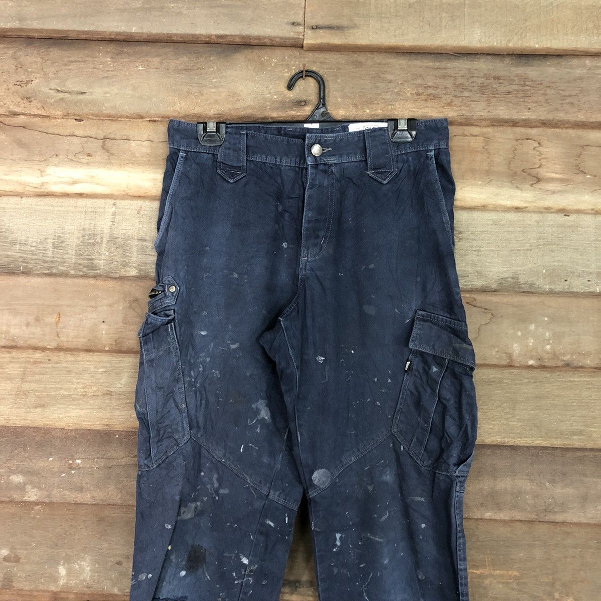 Japanese Brand DLL Tora Dark paint dirty Blue Multipocket Cargo Pants #c968 Size US 28 / EU 44 - 2 Thumbnail
