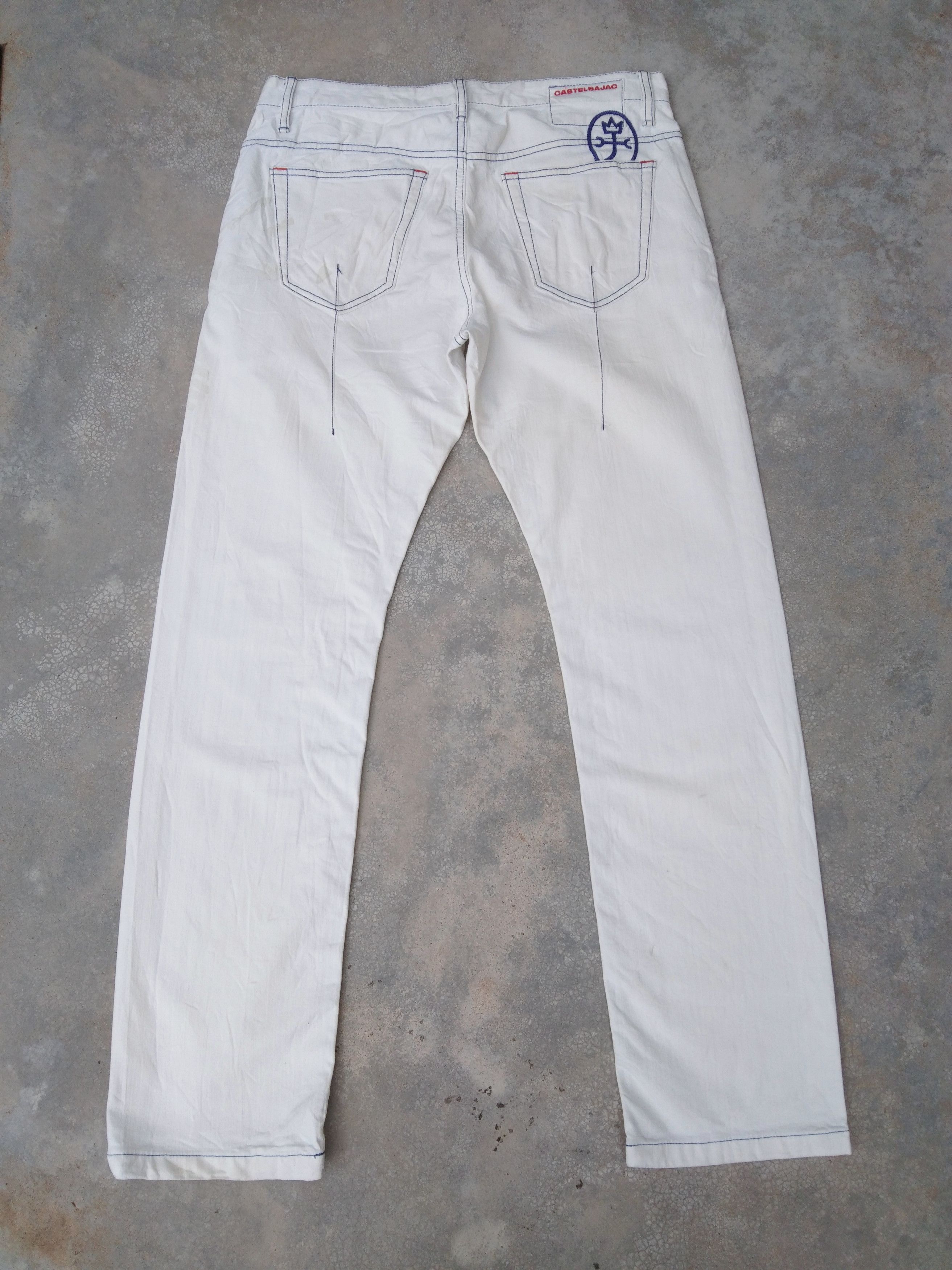 image of Castelbajac Slim Fit White Jeans Pants 32X31, Men's