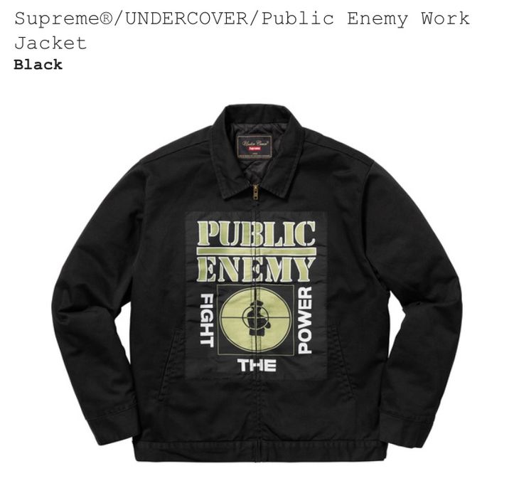 Supreme Black Supreme Undercover Public Enemy Work Jacket Size XL