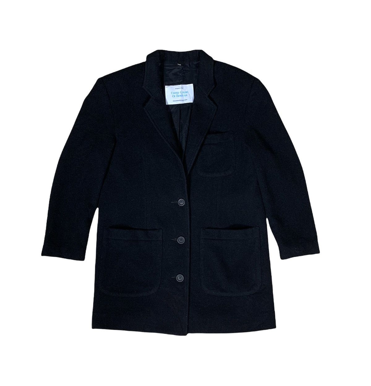 Designer × United Colors Of Benetton Luxury Benetton Soft Blazer Coat In Black Colour Size US S / EU 44-46 / 1 - 2 Thumbnail