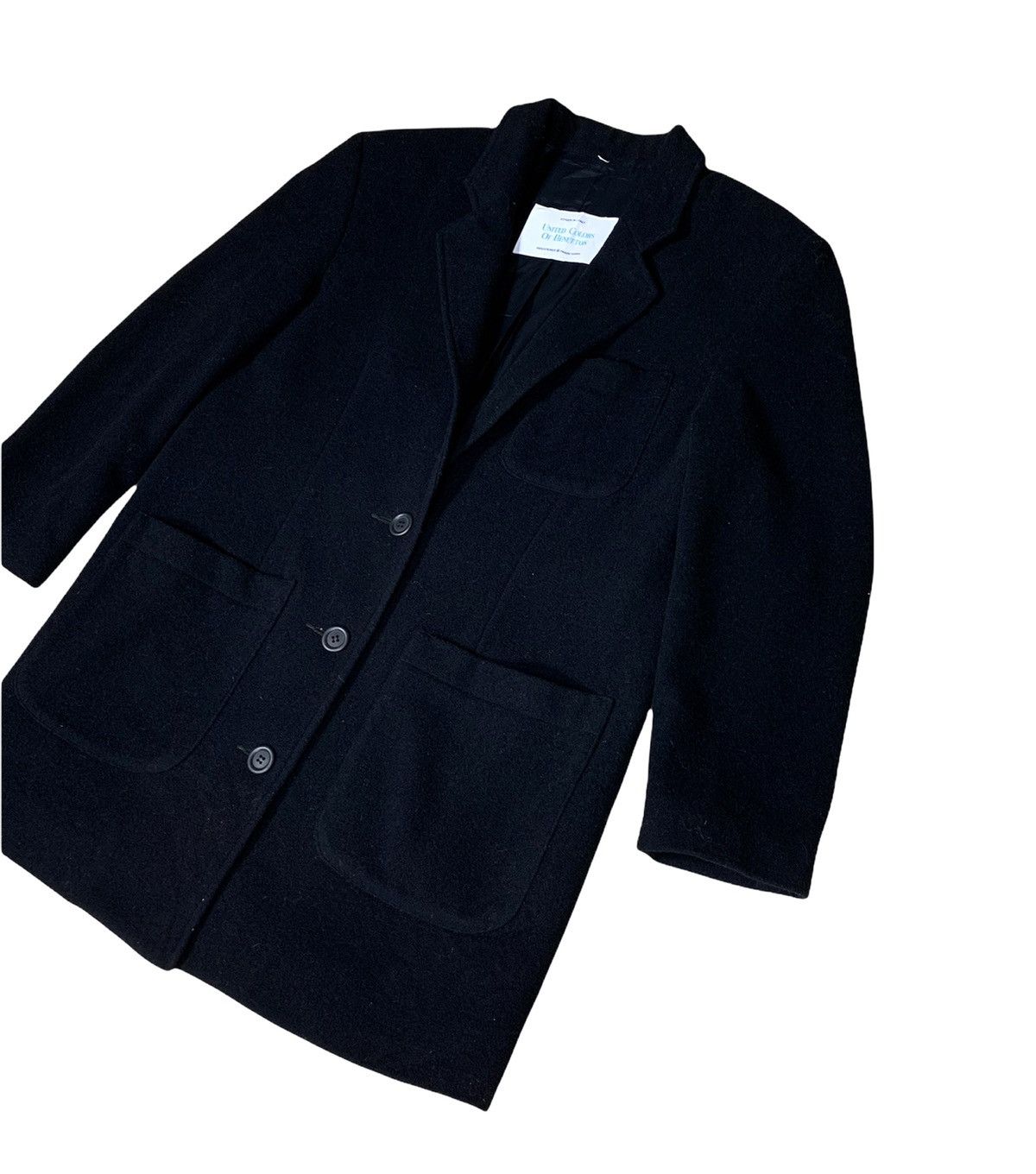 Designer × United Colors Of Benetton Luxury Benetton Soft Blazer Coat In Black Colour Size US S / EU 44-46 / 1 - 3 Thumbnail