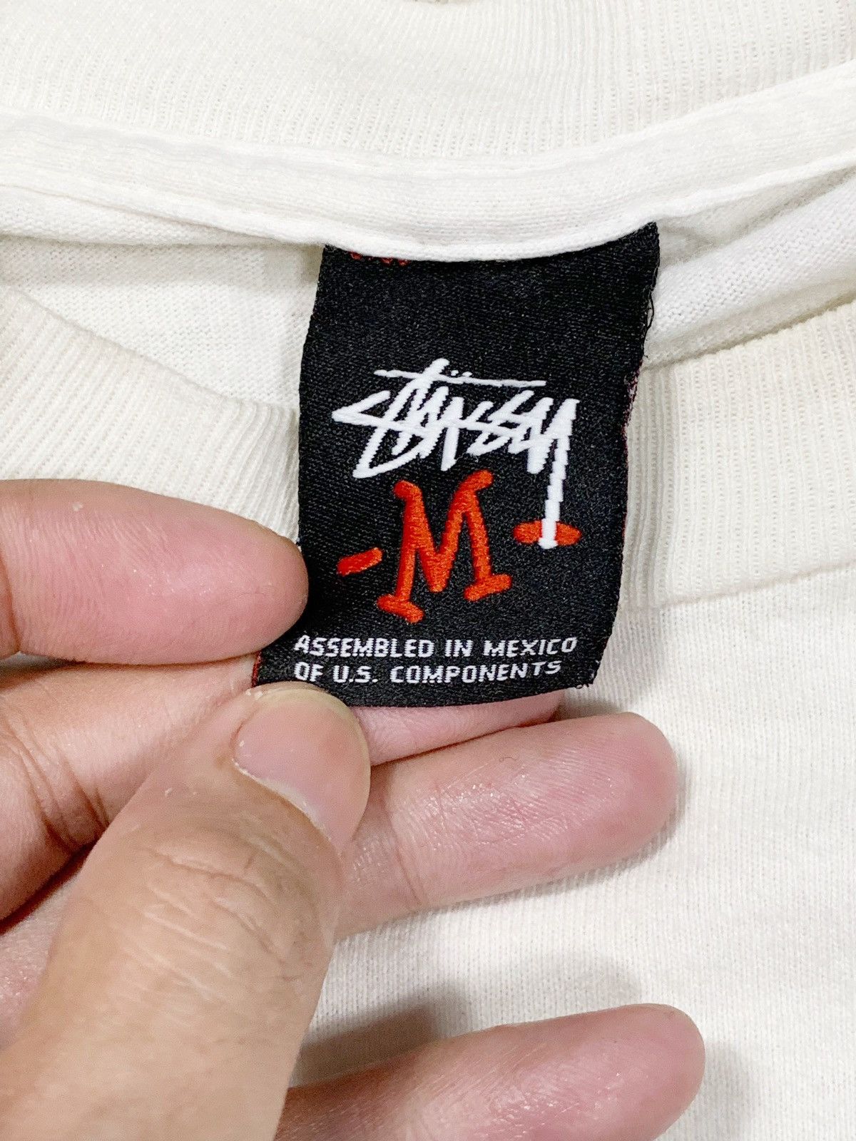 Stussy × Vintage Rare Vintage 2000 Y2K Stussy Spell Out Logo Shirt White Size US L / EU 52-54 / 3 - 5 Thumbnail