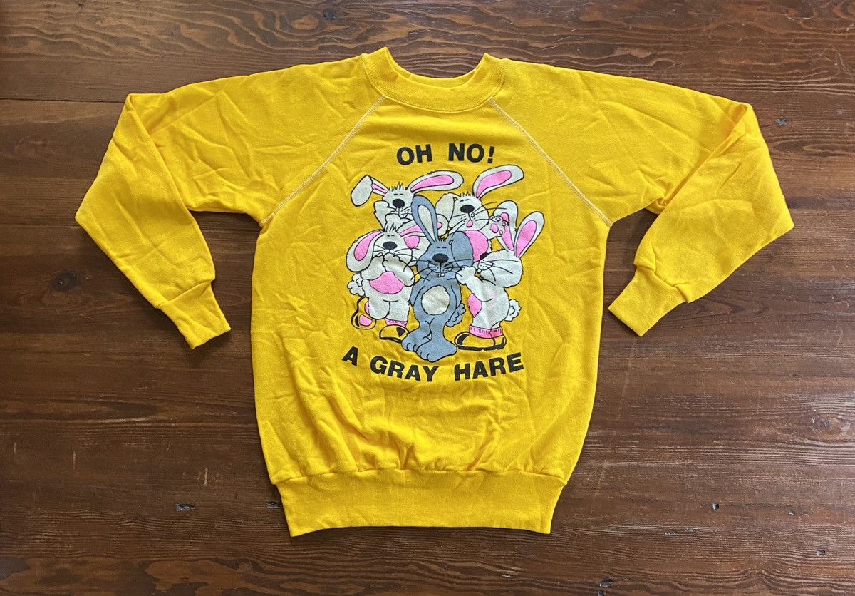 Vintage Vintage 80’s Gray Hare Rabbits Raglan Crewneck Sweatshirt Size US M / EU 48-50 / 2 - 2 Thumbnail