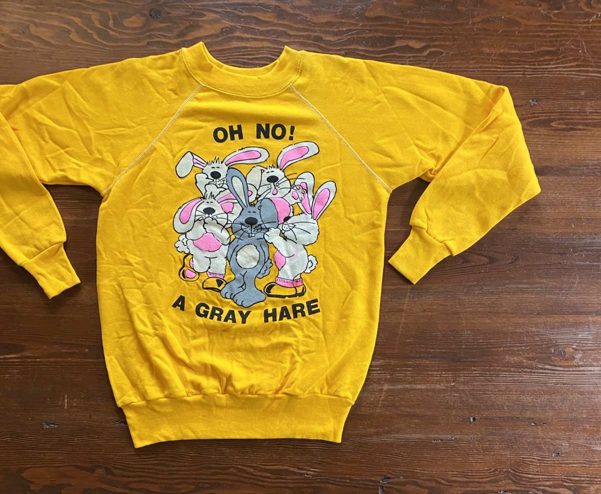 Vintage Vintage 80’s Gray Hare Rabbits Raglan Crewneck Sweatshirt Size US M / EU 48-50 / 2 - 1 Thumbnail