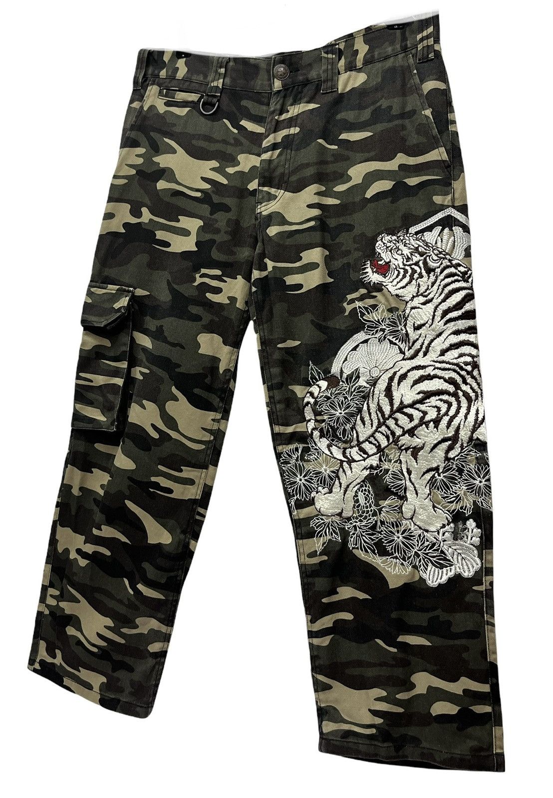 Japanese Brand 🔥JAPANESE Sukajan Tiger Embroidery Cropped Pants Karakuri Size US 31 - 2 Thumbnail