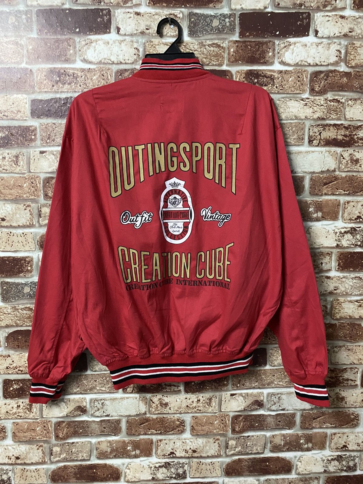 image of Creation Cube International Bomber Jacket in Red, Men's (Size Medium)