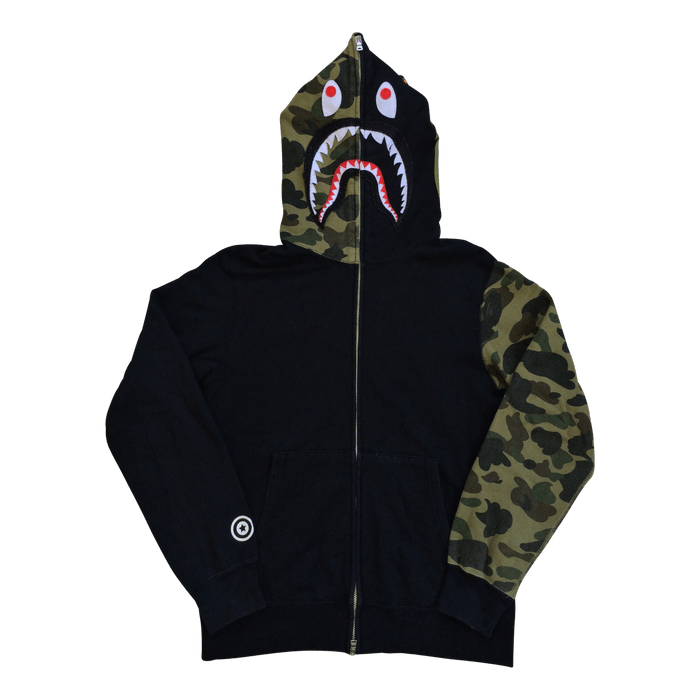 Bape OG Bathing Ape Black Camo Shark Hoodie | Grailed