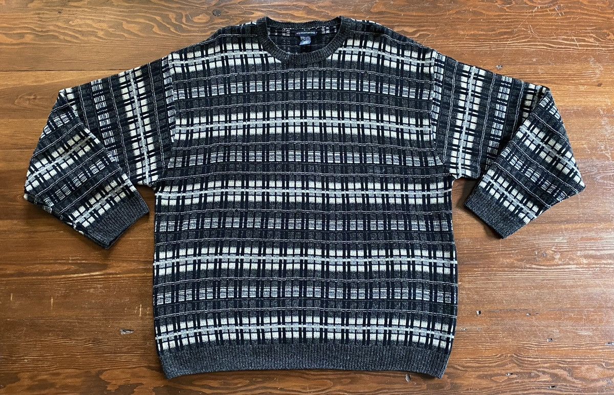 Knightsbridge Vintage 90’s Knightsbridge Chenille Plaid Knit Sweater Size US XL / EU 56 / 4 - 2 Thumbnail