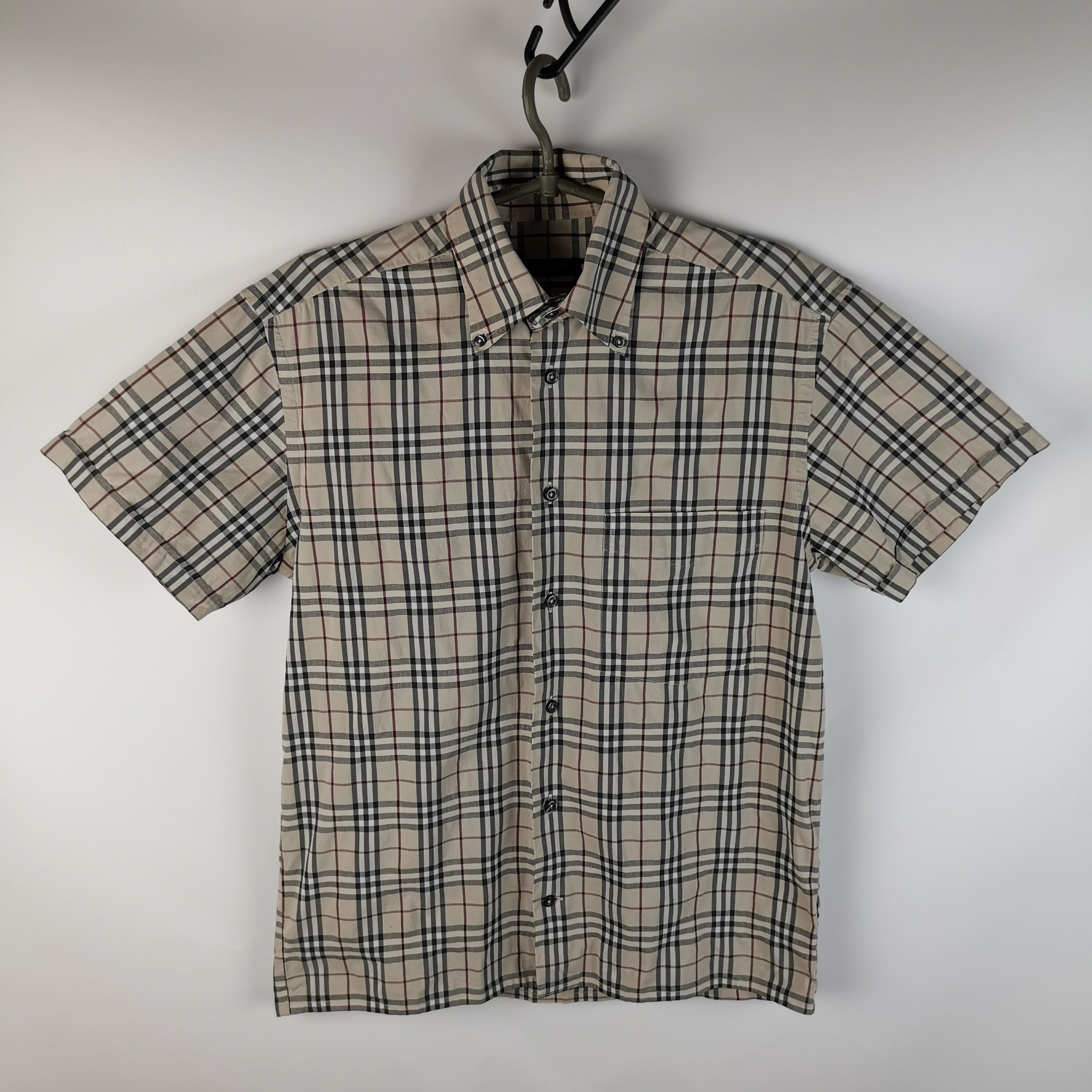 image of Burberry London Vintage Nova Check Plaid Short Sleeve Shirt, Men's (Size Small)