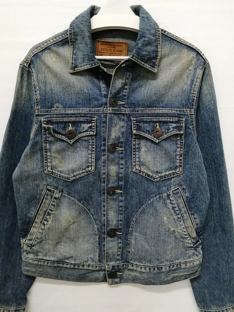 Guess Vintage GUESS Distressed Denim Jacket Lot 01 2101517 Size US S / EU 44-46 / 1 - 15 Thumbnail