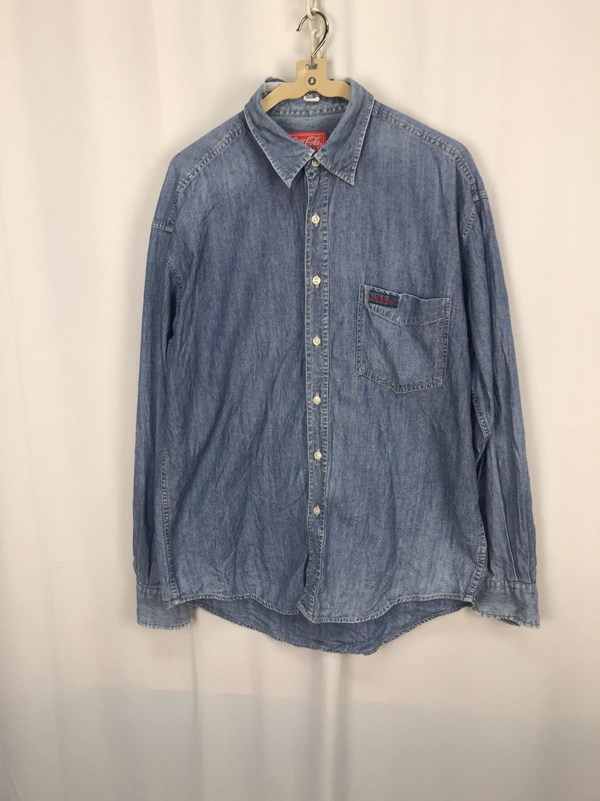 Coca Cola × Flannel × Vintage Coca-Cola distressed denim single pocket button up shirt Size US M / EU 48-50 / 2 - 8 Thumbnail
