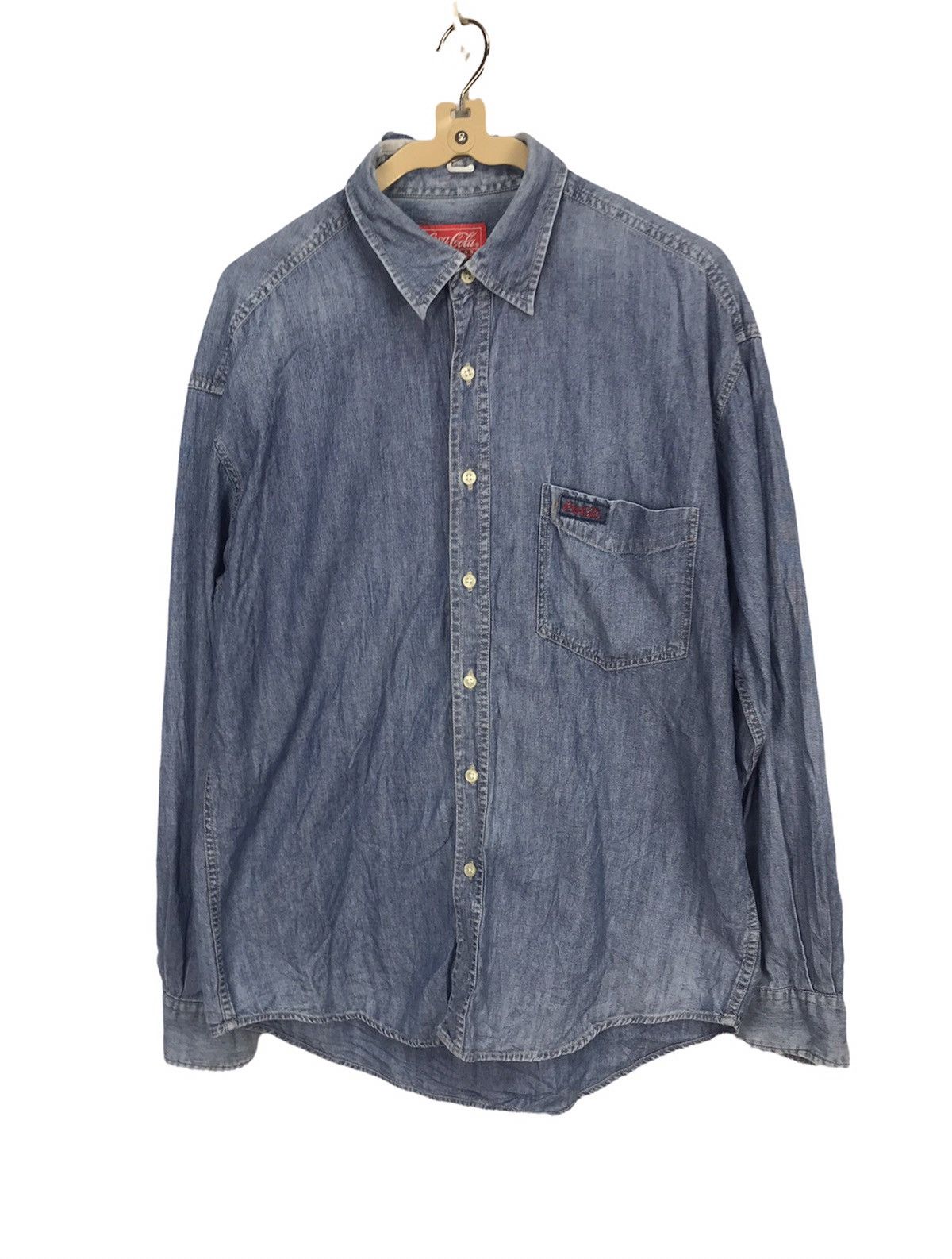 Coca Cola × Flannel × Vintage Coca-Cola distressed denim single pocket button up shirt Size US M / EU 48-50 / 2 - 1 Thumbnail